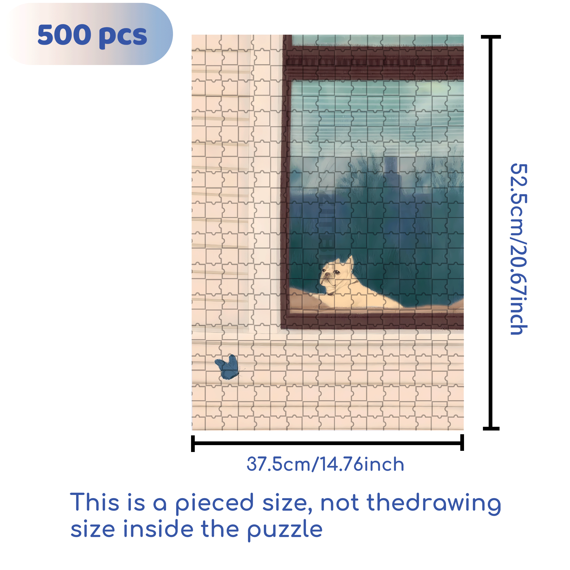 A small Figure By The Windowsill 500pcs/1000pcs Jigsaw Puzzle, Scratch-Resistant, Interactive Family Game & Brain-Boosting DIY Decor, Perfect for Halloween, Christmas & New Year Gifts, Family Puzzle Game