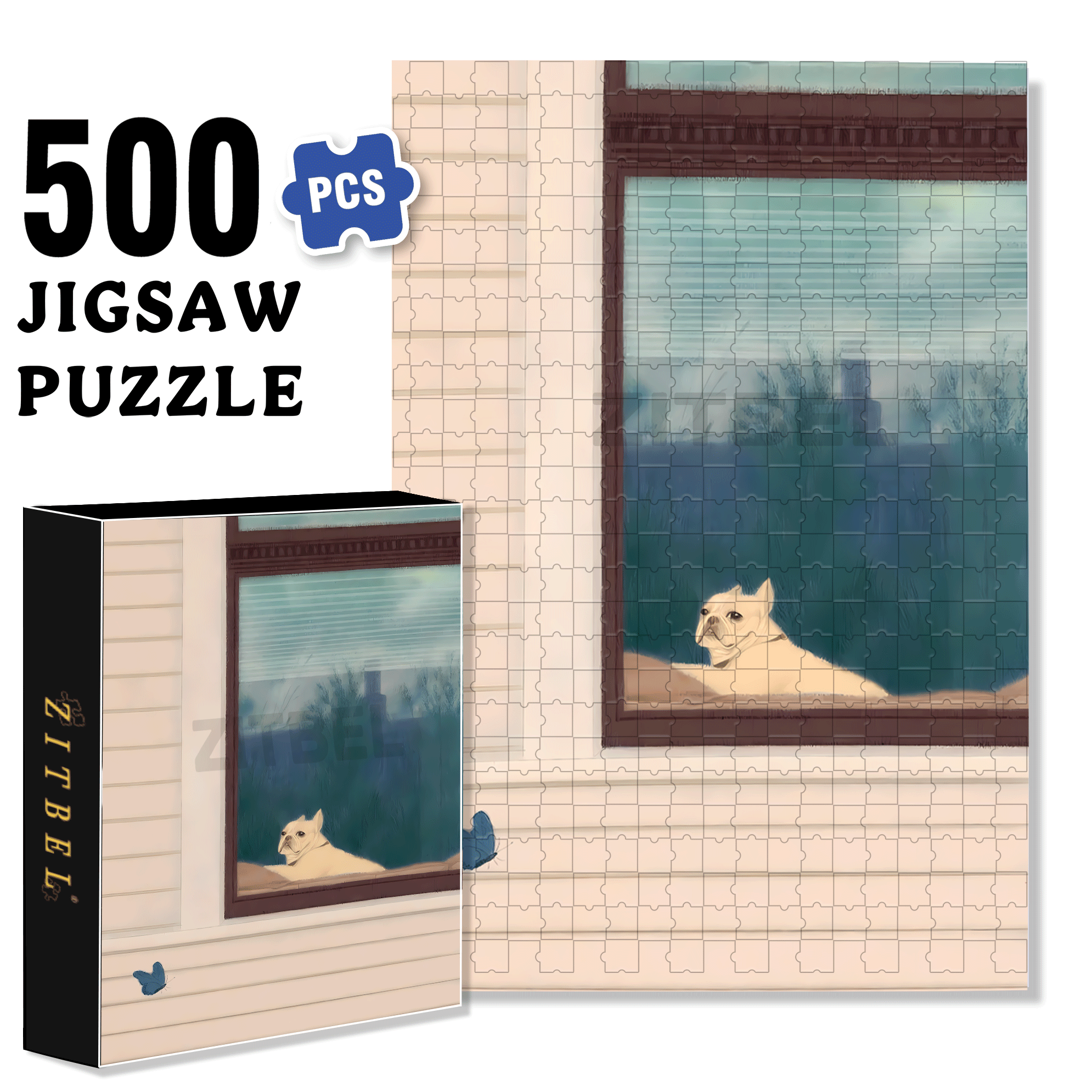 A small Figure By The Windowsill 500pcs/1000pcs Jigsaw Puzzle, Scratch-Resistant, Interactive Family Game & Brain-Boosting DIY Decor, Perfect for Halloween, Christmas & New Year Gifts, Family Puzzle Game