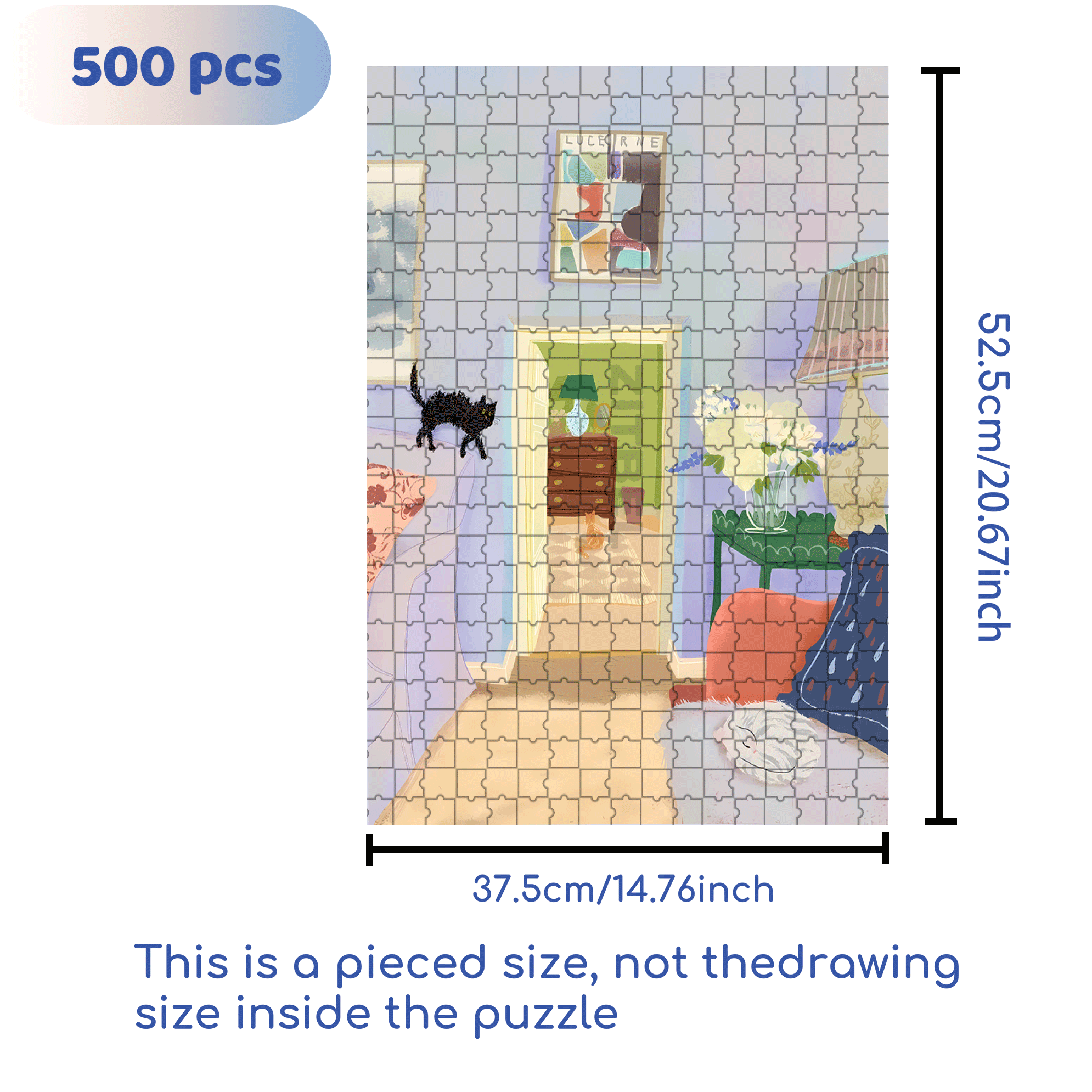 Count How Many Kittens Are In The Picture 500pcs/1000pcs Jigsaw Puzzle, Scratch-Resistant, Interactive Family Game & Brain-Boosting DIY Decor, Perfect for Halloween, Christmas & New Year Gifts, Family Puzzle Game