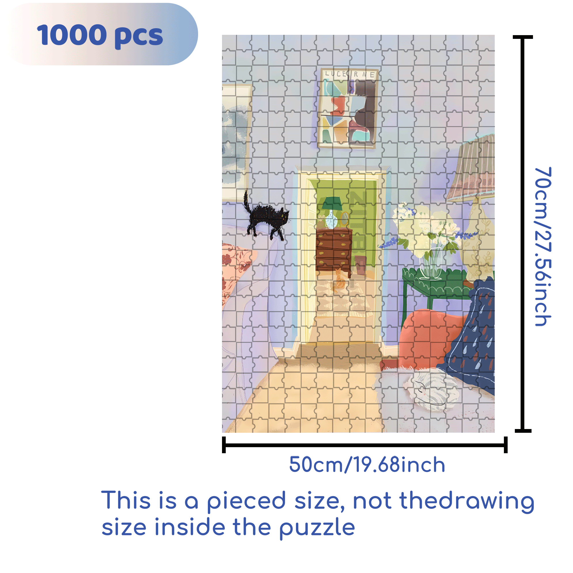 Count How Many Kittens Are In The Picture 500pcs/1000pcs Jigsaw Puzzle, Scratch-Resistant, Interactive Family Game & Brain-Boosting DIY Decor, Perfect for Halloween, Christmas & New Year Gifts, Family Puzzle Game