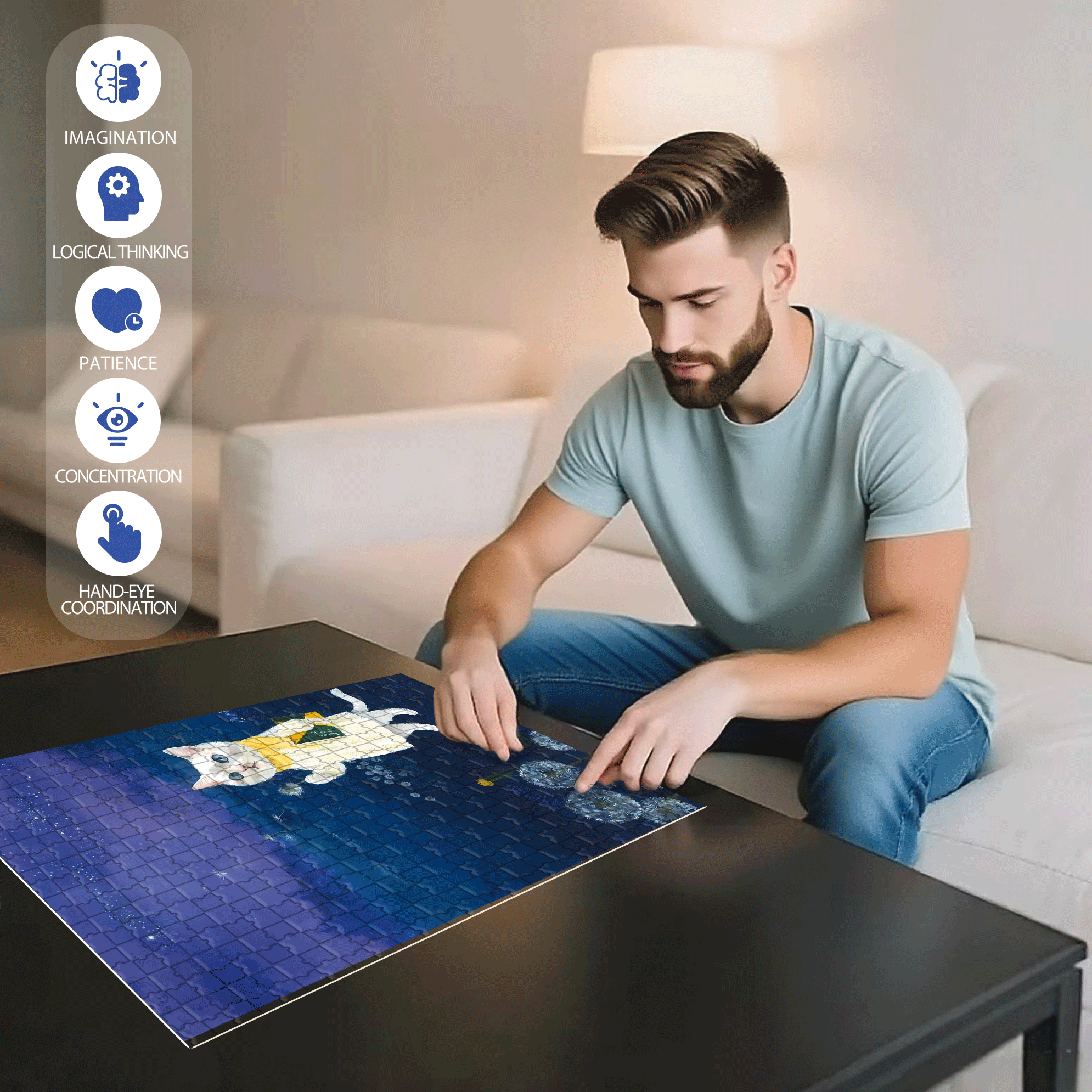 Dandelion's Promise 1 500pcs/1000pcs Jigsaw Puzzle, Scratch-Resistant, Interactive Family Game & Brain-Boosting DIY Decor, Perfect for Halloween, Christmas & New Year Gifts, Family Puzzle Game