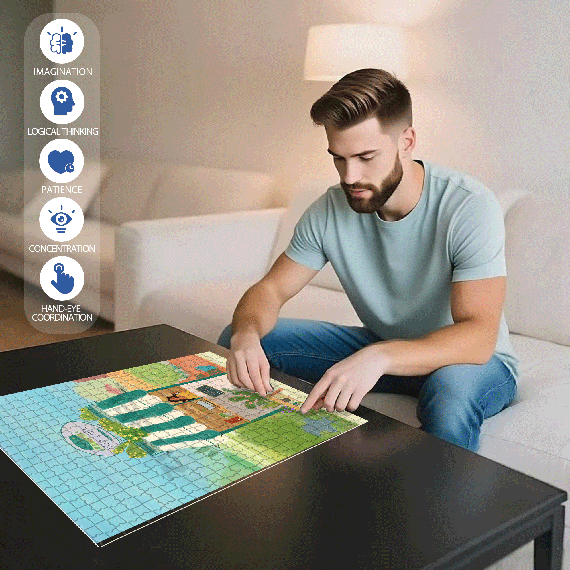 Escape From Reality 500pcs/1000pcs Jigsaw Puzzle, Scratch-Resistant, Interactive Family Game & Brain-Boosting DIY Decor, Perfect for Halloween, Christmas & New Year Gifts, Family Puzzle Game
