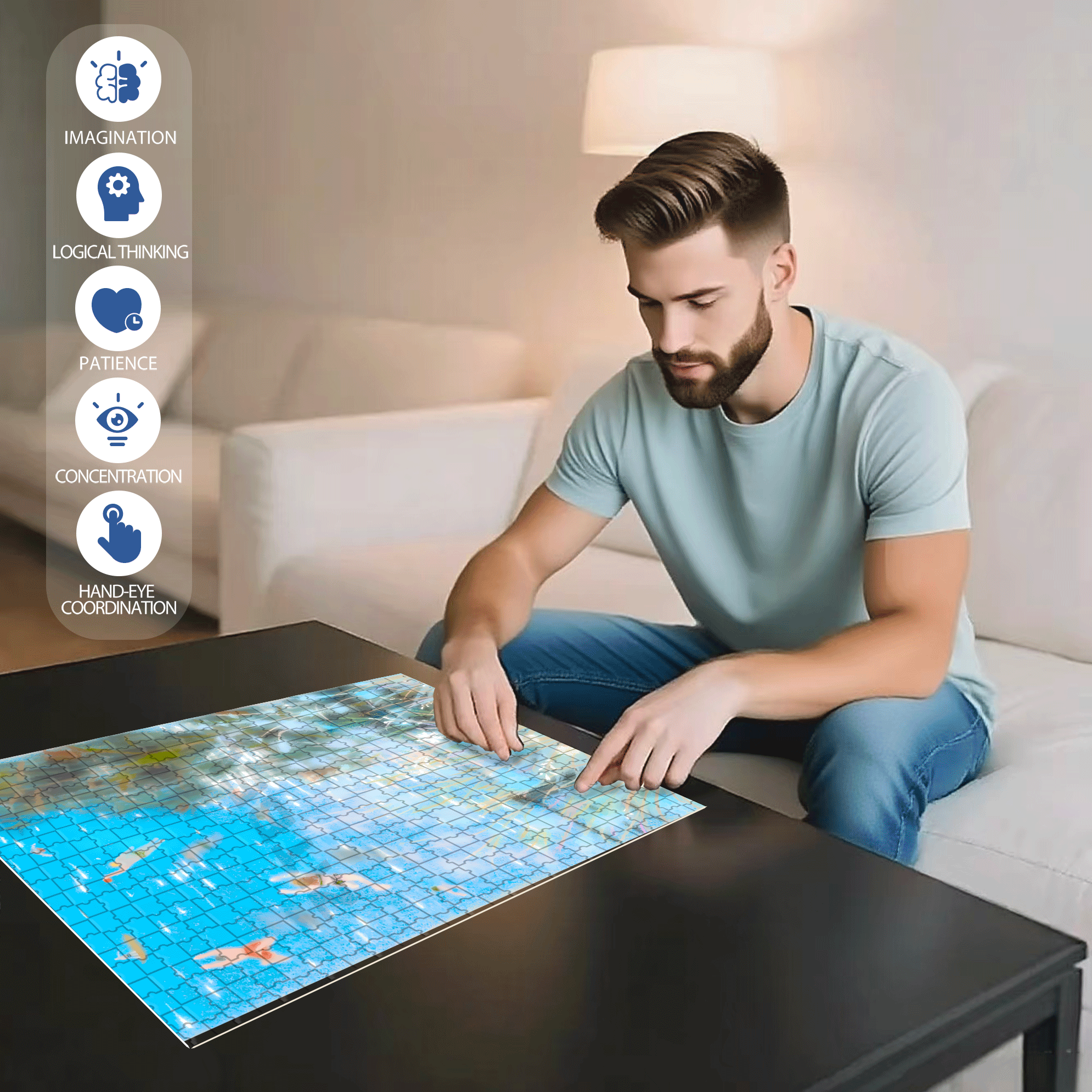 Freestyle Swimming 500pcs/1000pcs Jigsaw Puzzle, Scratch-Resistant, Interactive Family Game & Brain-Boosting DIY Decor, Perfect for Halloween, Christmas & New Year Gifts, Family Puzzle Game