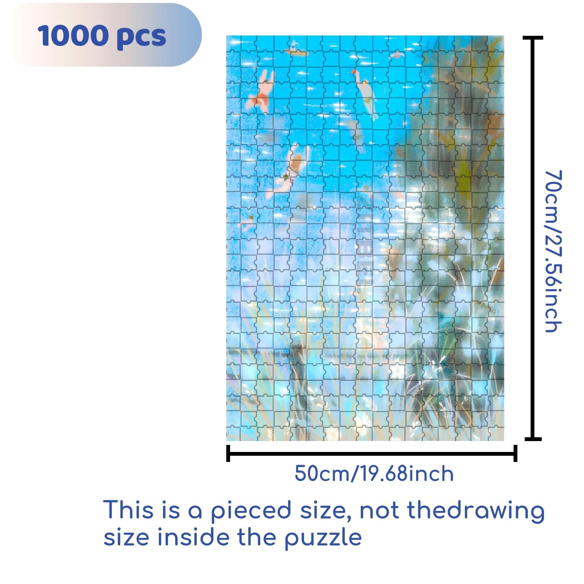 Freestyle Swimming 500pcs/1000pcs Jigsaw Puzzle, Scratch-Resistant, Interactive Family Game & Brain-Boosting DIY Decor, Perfect for Halloween, Christmas & New Year Gifts, Family Puzzle Game