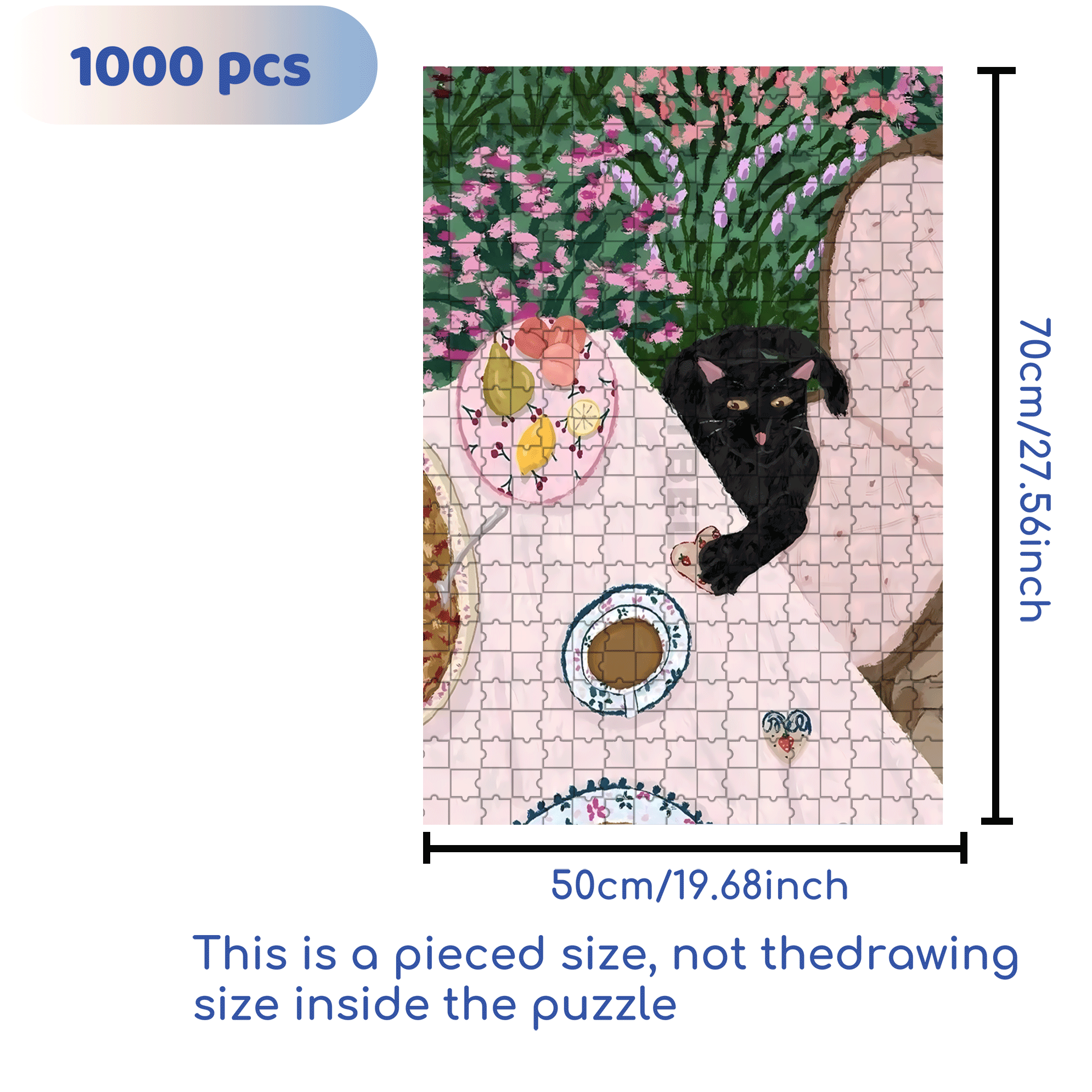Greedy Little Black Cat 500pcs/1000pcs Jigsaw Puzzle, Scratch-Resistant, Interactive Family Game & Brain-Boosting DIY Decor, Perfect for Halloween, Christmas & New Year Gifts, Family Puzzle Game