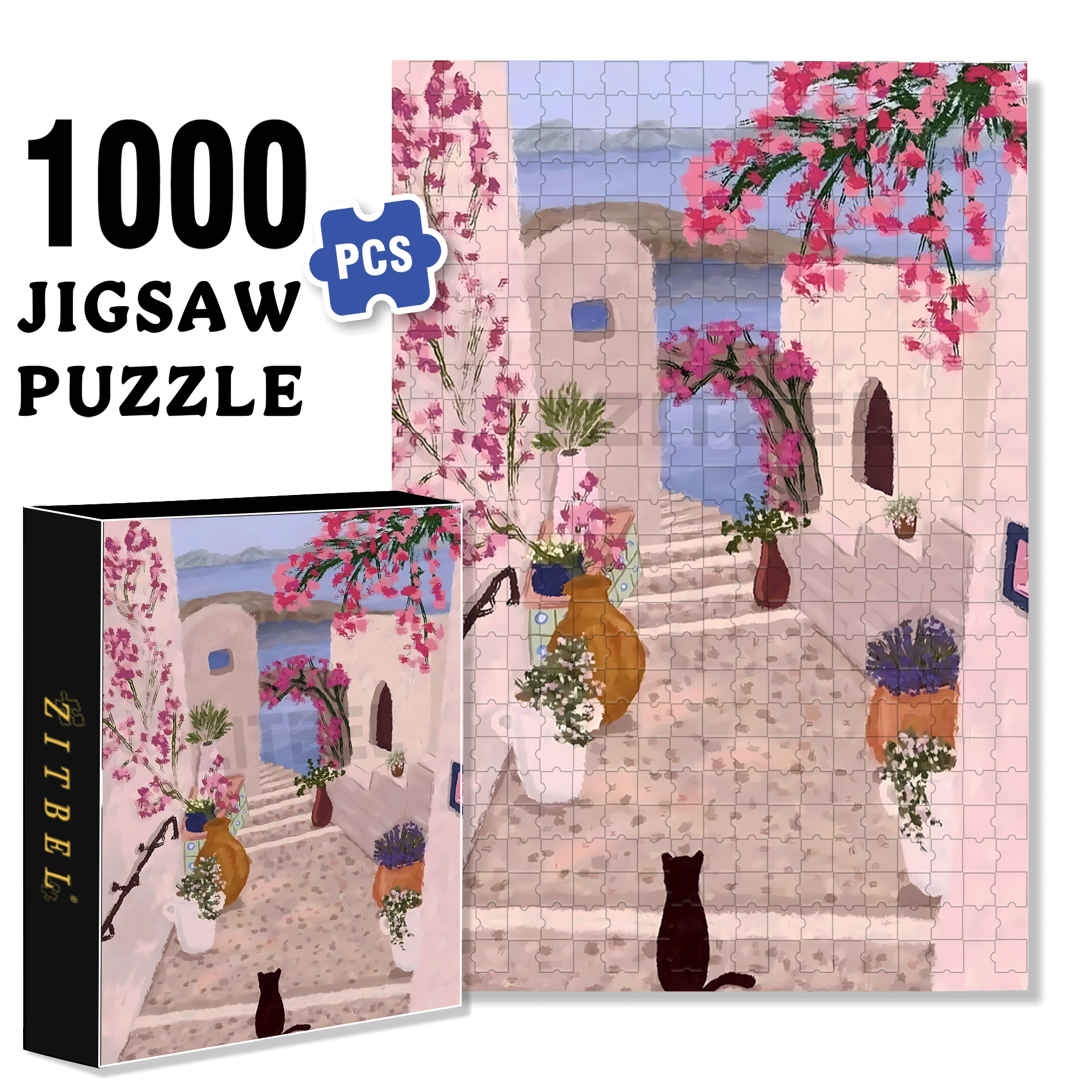 Lonely Kitten 500pcs/1000pcs Jigsaw Puzzle, Scratch-Resistant, Interactive Family Game & Brain-Boosting DIY Decor, Perfect for Halloween, Christmas & New Year Gifts, Family Puzzle Game