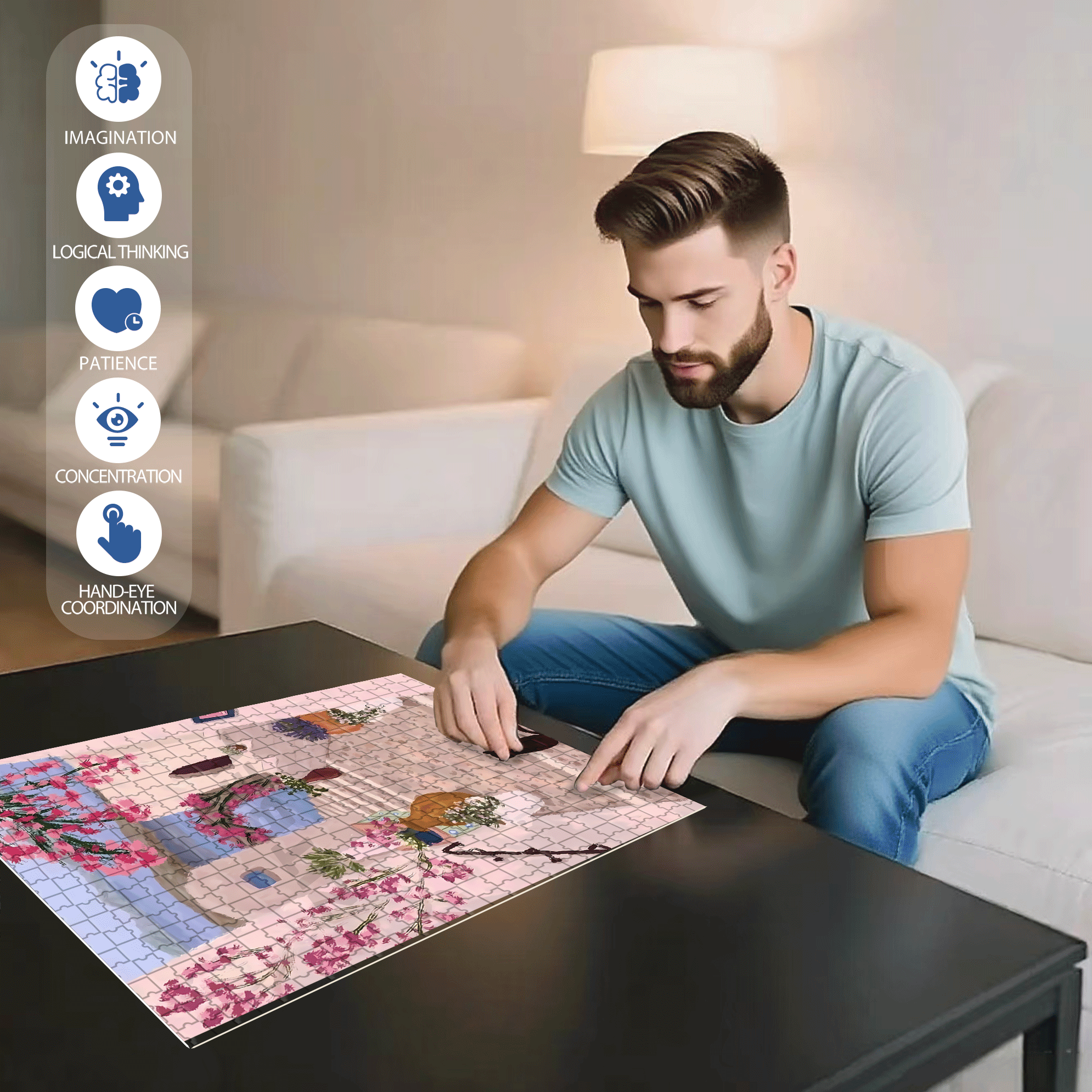 Lonely Kitten 500pcs/1000pcs Jigsaw Puzzle, Scratch-Resistant, Interactive Family Game & Brain-Boosting DIY Decor, Perfect for Halloween, Christmas & New Year Gifts, Family Puzzle Game