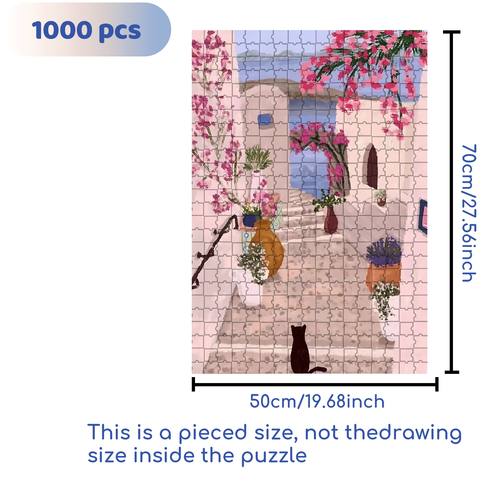 Lonely Kitten 500pcs/1000pcs Jigsaw Puzzle, Scratch-Resistant, Interactive Family Game & Brain-Boosting DIY Decor, Perfect for Halloween, Christmas & New Year Gifts, Family Puzzle Game