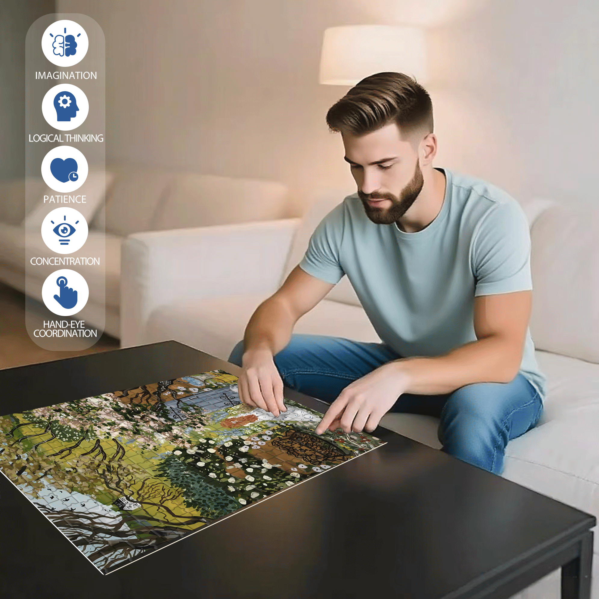 Mood Barometer  500pcs/1000pcs Jigsaw Puzzle, Scratch-Resistant, Interactive Family Game & Brain-Boosting DIY Decor, Perfect for Halloween, Christmas & New Year Gifts, Family Puzzle Game