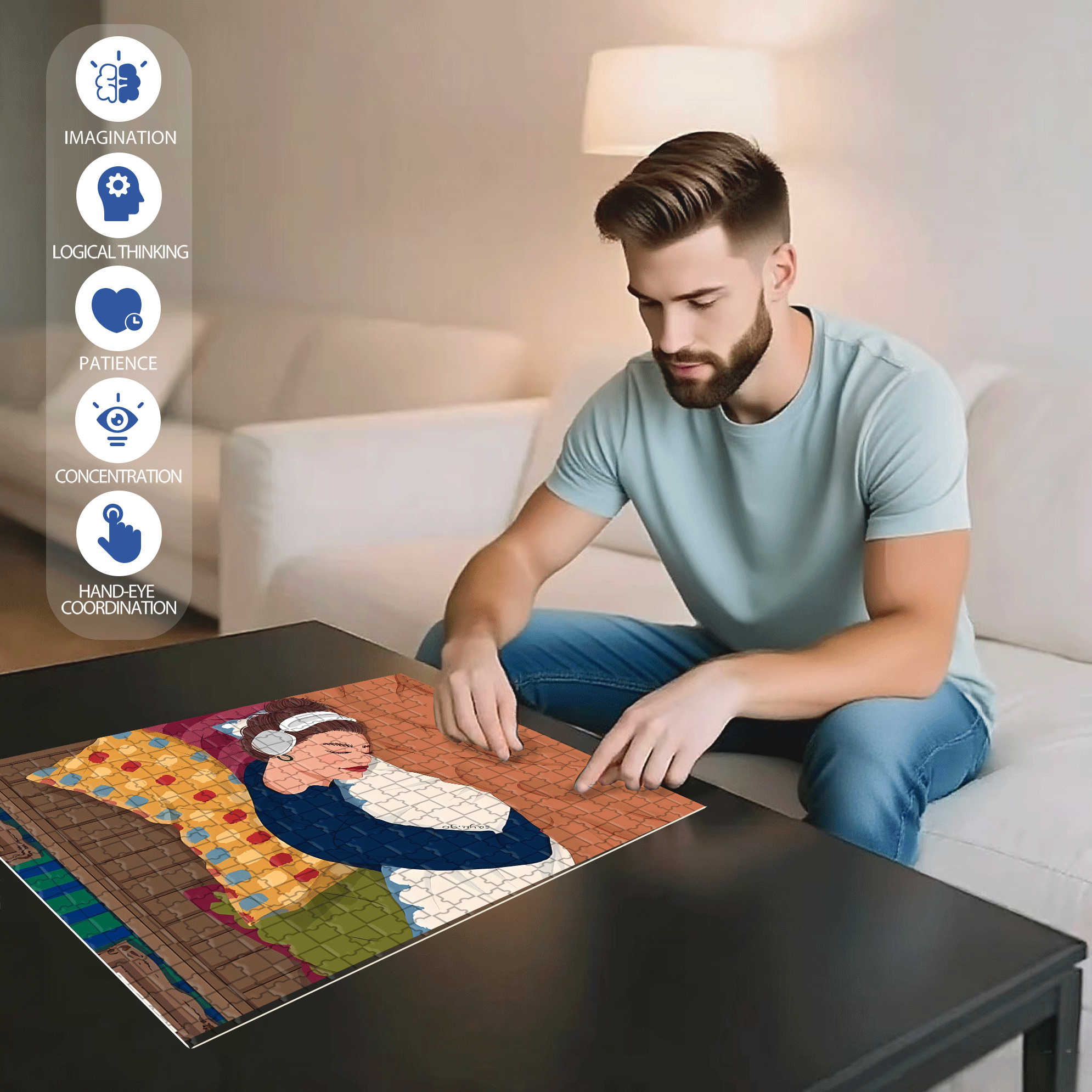 Obey The Inner Voice 4 500pcs/1000pcs Jigsaw Puzzle, Scratch-Resistant, Interactive Family Game & Brain-Boosting DIY Decor, Perfect for Halloween, Christmas & New Year Gifts, Family Puzzle Game