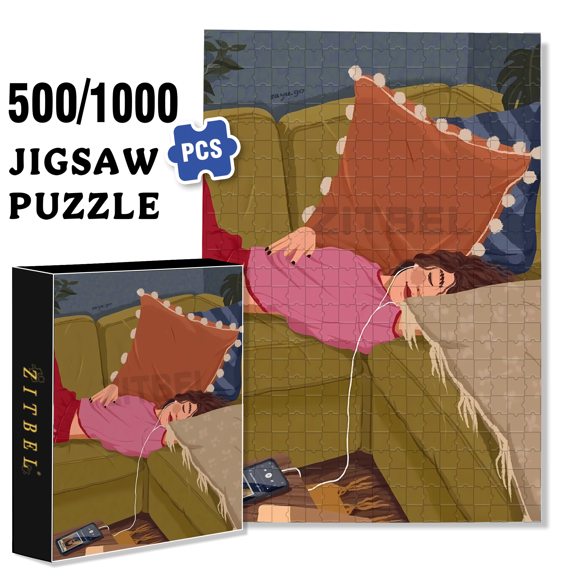 Obey The Inner Voice 5 500pcs/1000pcs Jigsaw Puzzle, Scratch-Resistant, Interactive Family Game & Brain-Boosting DIY Decor, Perfect for Halloween, Christmas & New Year Gifts, Family Puzzle Game