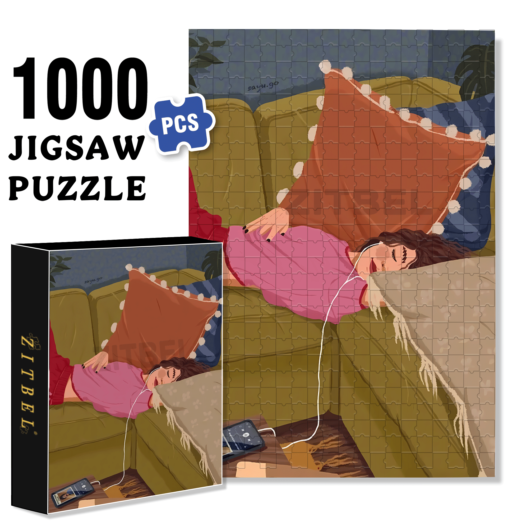 Obey The Inner Voice 5 500pcs/1000pcs Jigsaw Puzzle, Scratch-Resistant, Interactive Family Game & Brain-Boosting DIY Decor, Perfect for Halloween, Christmas & New Year Gifts, Family Puzzle Game