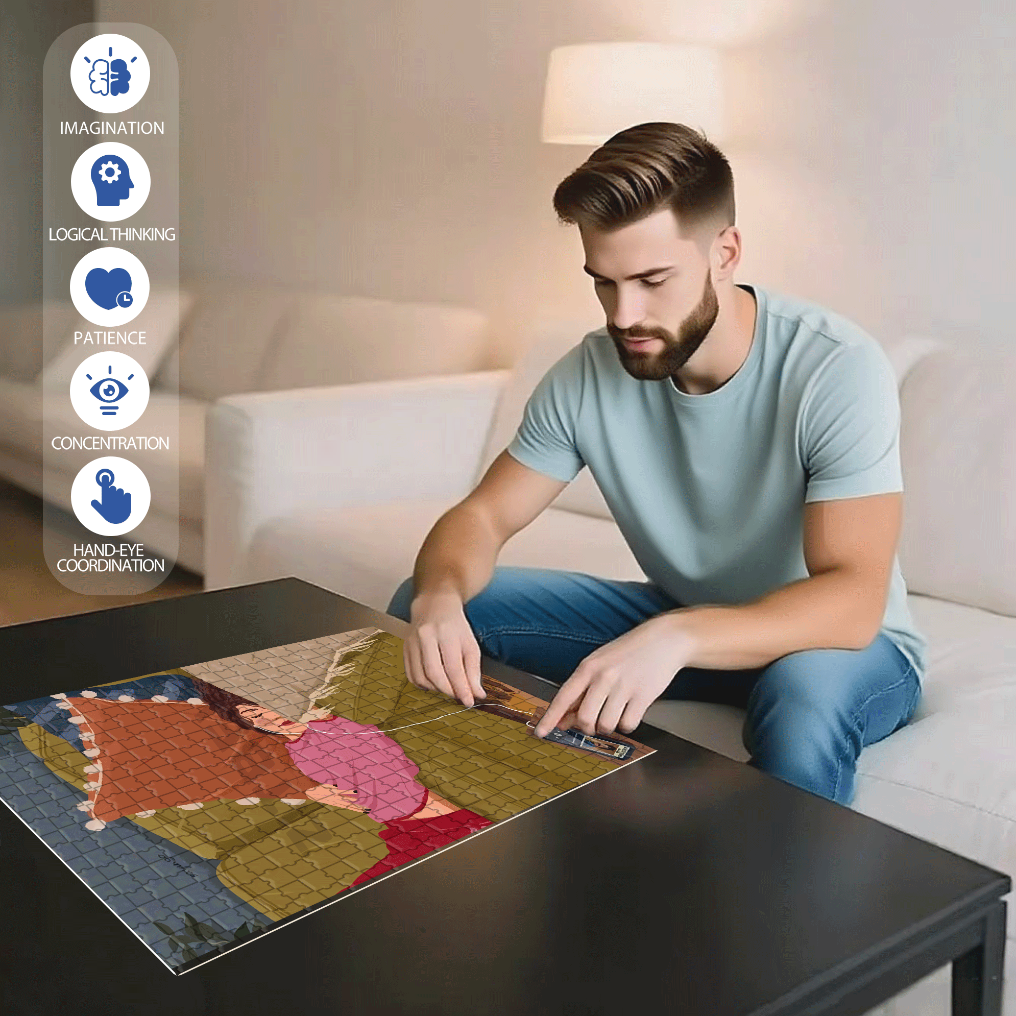 Obey The Inner Voice 5 500pcs/1000pcs Jigsaw Puzzle, Scratch-Resistant, Interactive Family Game & Brain-Boosting DIY Decor, Perfect for Halloween, Christmas & New Year Gifts, Family Puzzle Game