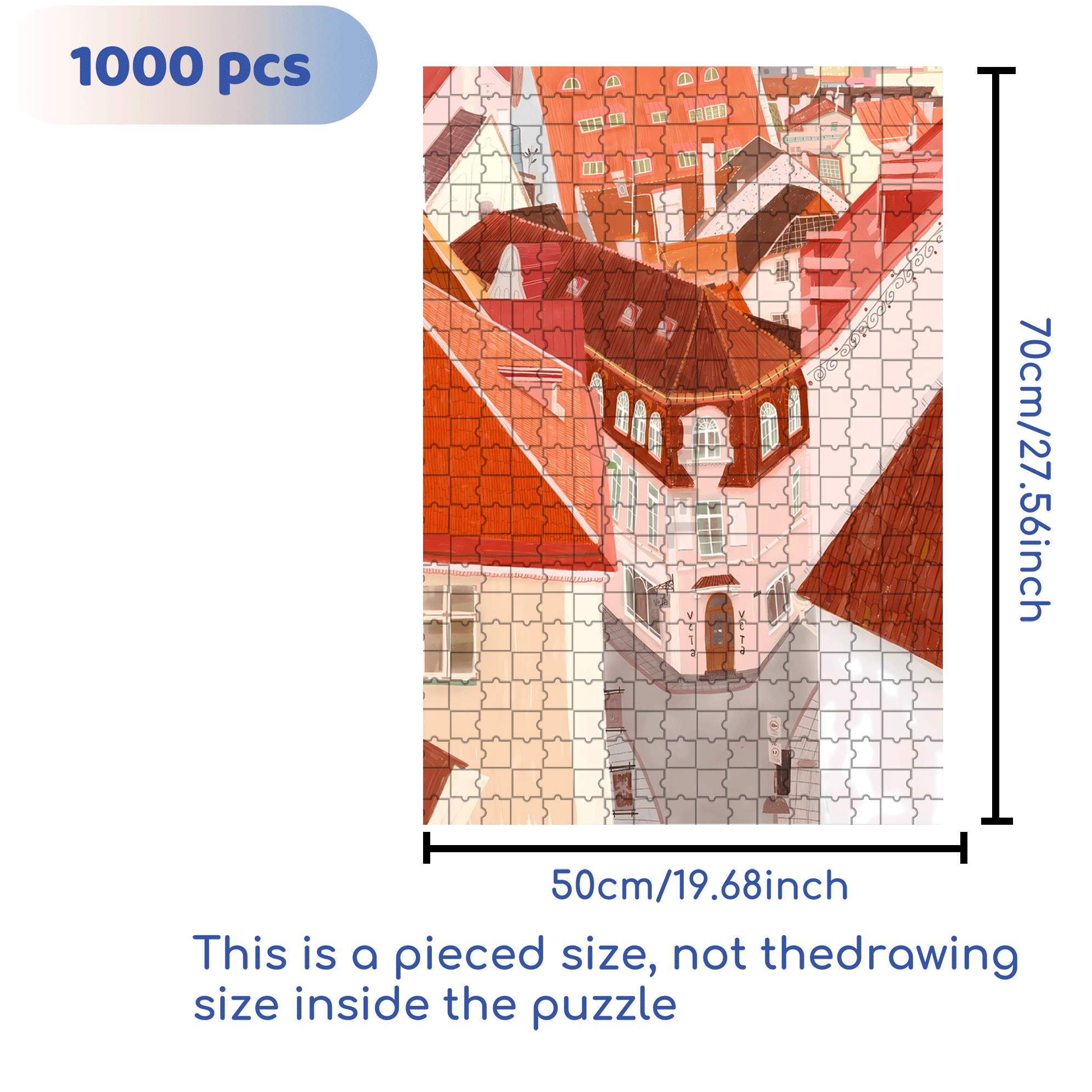 Orange Colored Temperature 500pcs/1000pcs Jigsaw Puzzle, Scratch-Resistant, Interactive Family Game & Brain-Boosting DIY Decor, Perfect for Halloween, Christmas & New Year Gifts, Family Puzzle Game