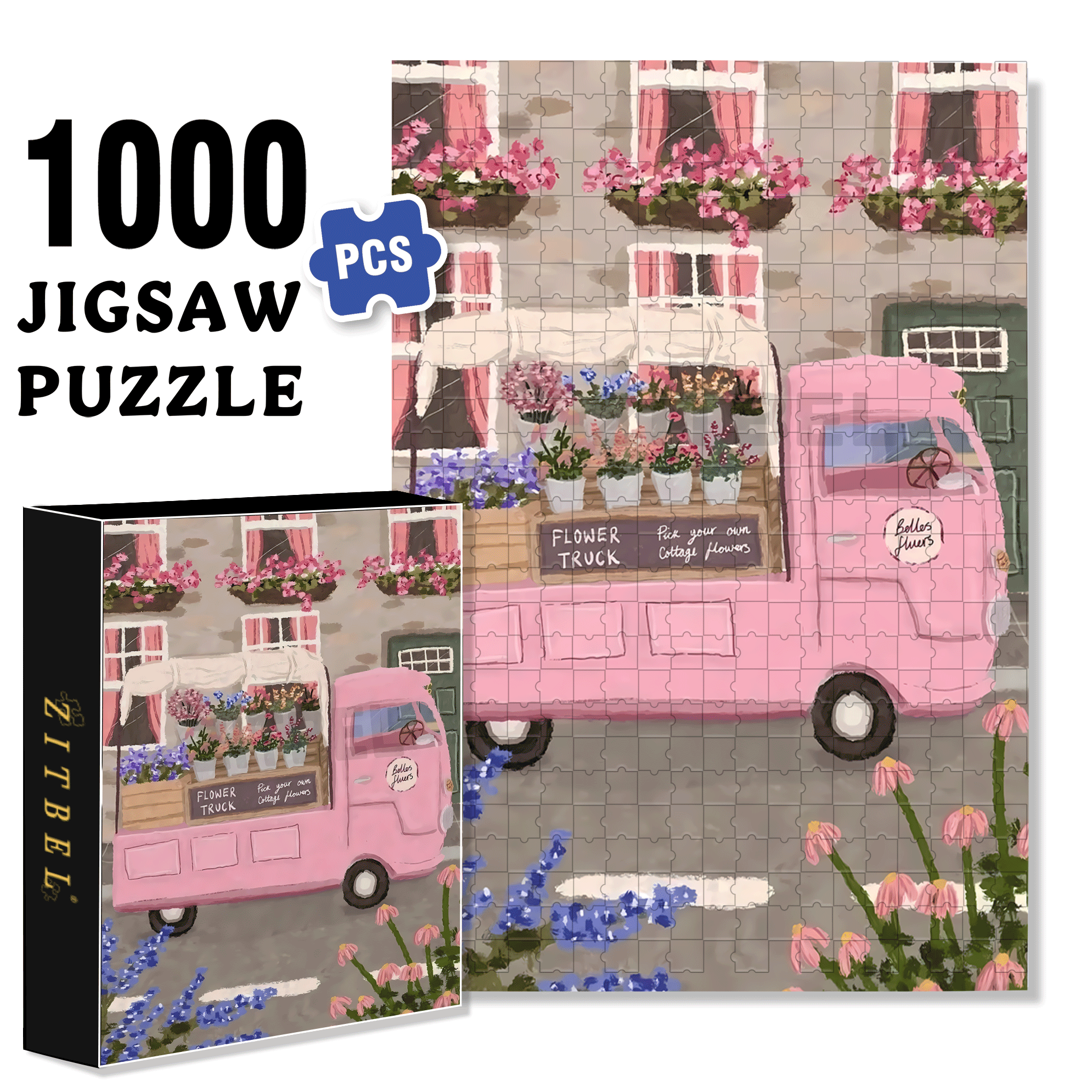 Pink Style 500pcs/1000pcs Jigsaw Puzzle, Scratch-Resistant, Interactive Family Game & Brain-Boosting DIY Decor, Perfect for Halloween, Christmas & New Year Gifts, Family Puzzle Game