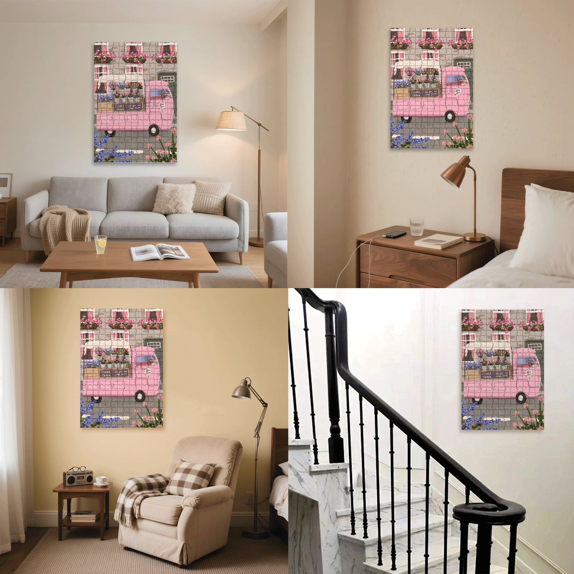 Pink Style 500pcs/1000pcs Jigsaw Puzzle, Scratch-Resistant, Interactive Family Game & Brain-Boosting DIY Decor, Perfect for Halloween, Christmas & New Year Gifts, Family Puzzle Game