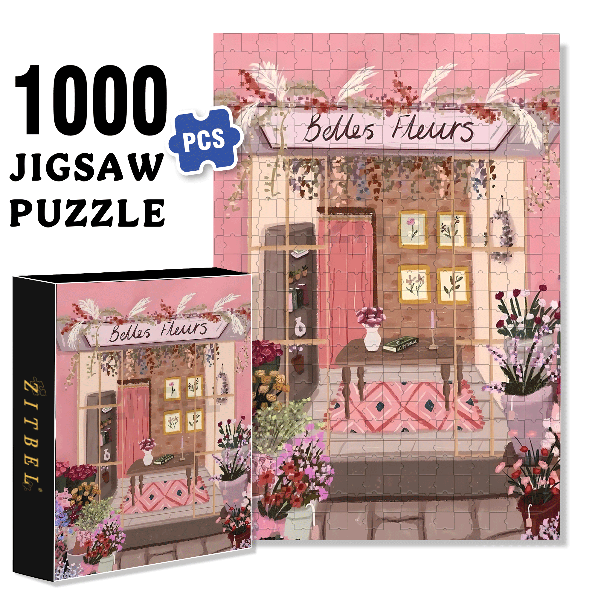 Pinke Style 2 500pcs/1000pcs Jigsaw Puzzle, Scratch-Resistant, Interactive Family Game & Brain-Boosting DIY Decor, Perfect for Halloween, Christmas & New Year Gifts, Family Puzzle Game
