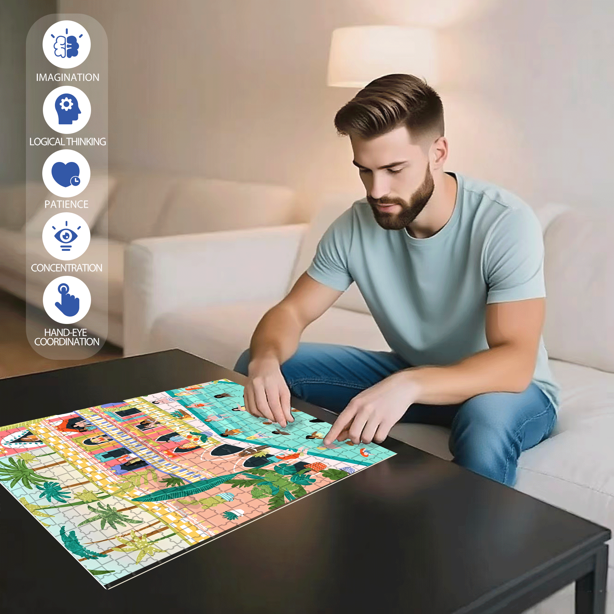 Playful Moments 500pcs/1000pcs Jigsaw Puzzle, Scratch-Resistant, Interactive Family Game & Brain-Boosting DIY Decor, Perfect for Halloween, Christmas & New Year Gifts, Family Puzzle Game