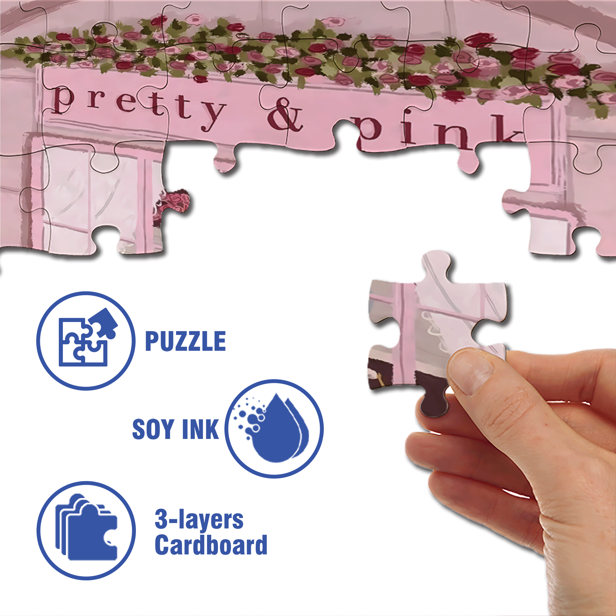 Pretty & Pink 500pcs/1000pcs Jigsaw Puzzle, Scratch-Resistant, Interactive Family Game & Brain-Boosting DIY Decor, Perfect for Halloween, Christmas & New Year Gifts, Family Puzzle Game