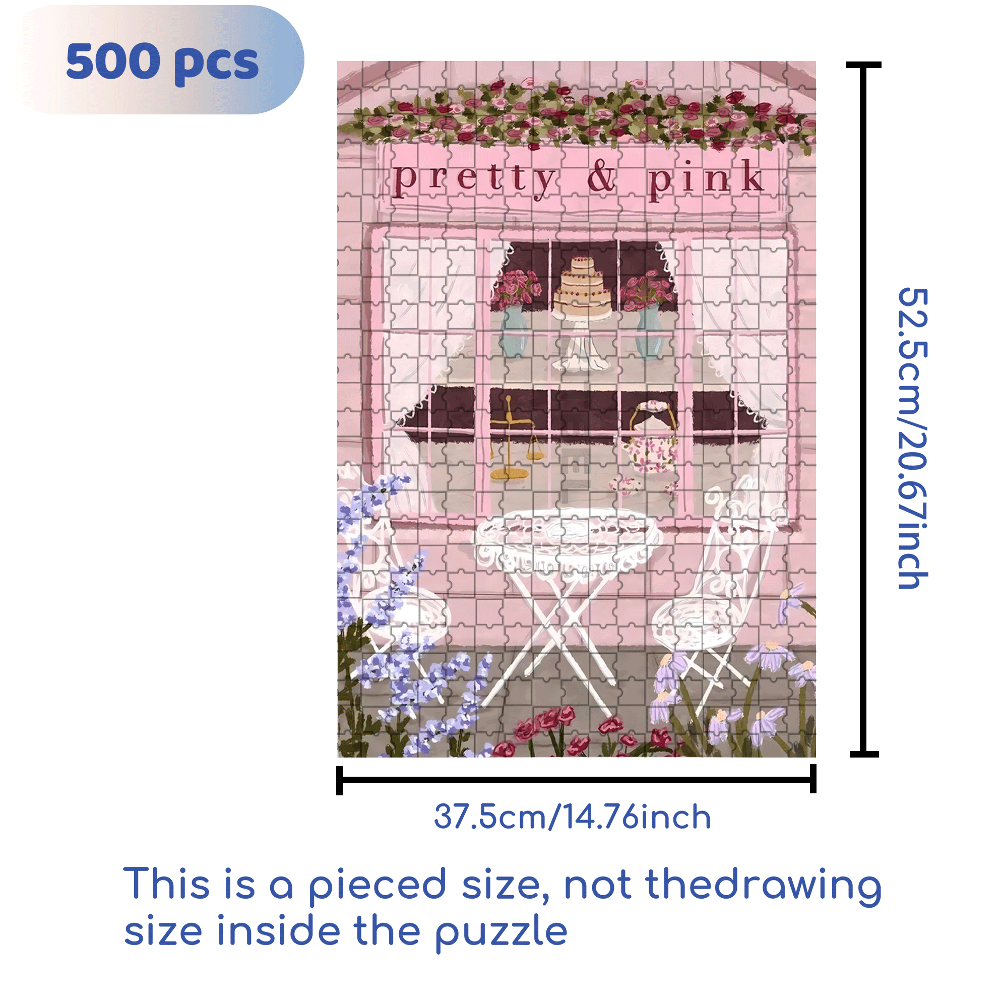 Pretty & Pink 500pcs/1000pcs Jigsaw Puzzle, Scratch-Resistant, Interactive Family Game & Brain-Boosting DIY Decor, Perfect for Halloween, Christmas & New Year Gifts, Family Puzzle Game