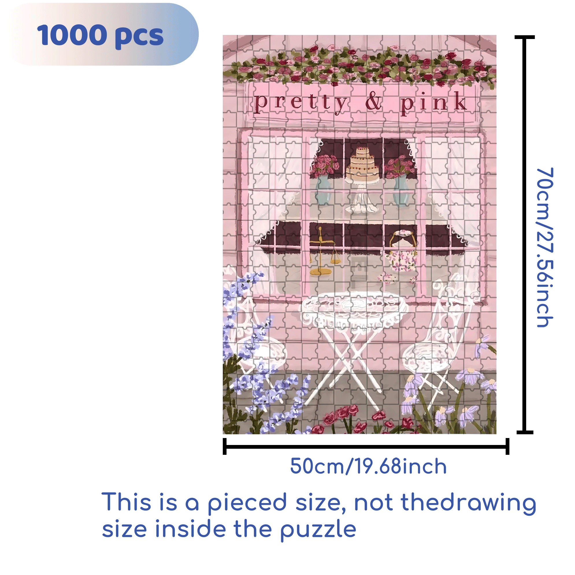 Pretty & Pink 500pcs/1000pcs Jigsaw Puzzle, Scratch-Resistant, Interactive Family Game & Brain-Boosting DIY Decor, Perfect for Halloween, Christmas & New Year Gifts, Family Puzzle Game