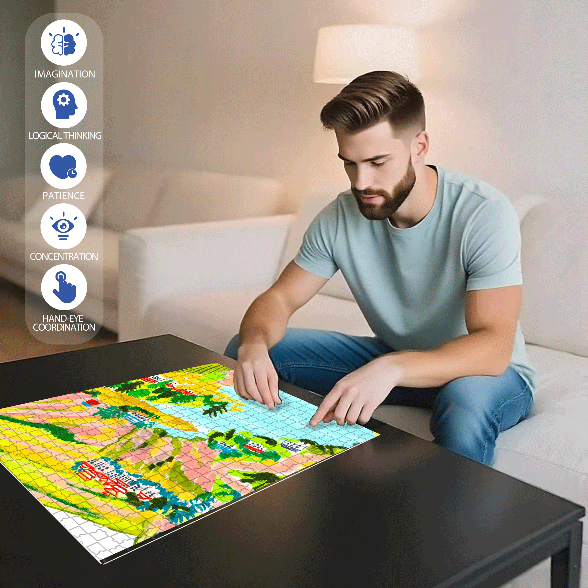 Seeking Inner Peace 500pcs/1000pcs Jigsaw Puzzle, Scratch-Resistant, Interactive Family Game & Brain-Boosting DIY Decor, Perfect for Halloween, Christmas & New Year Gifts, Family Puzzle Game