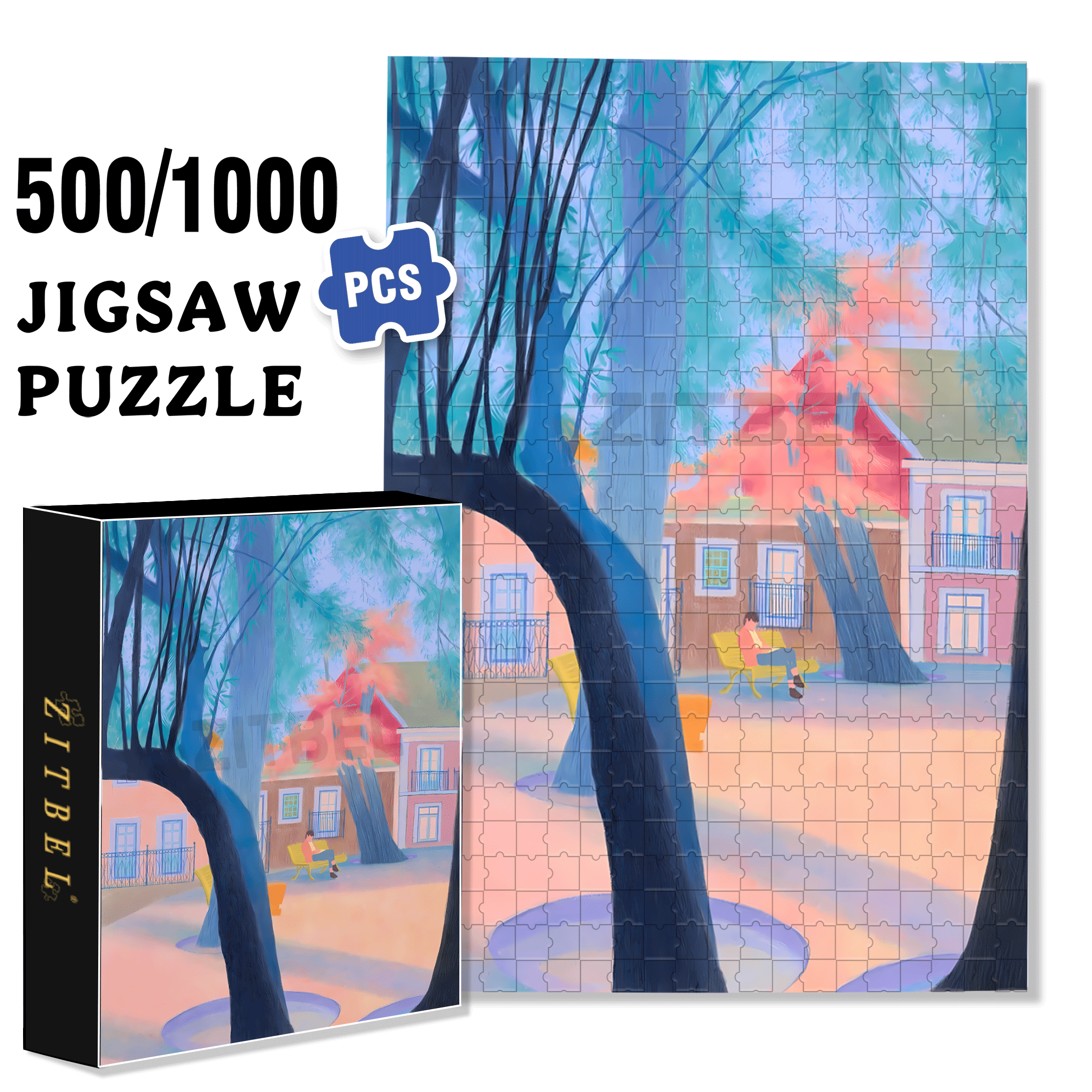 Solitude In The City 500pcs/1000pcs Jigsaw Puzzle, Scratch-Resistant, Interactive Family Game & Brain-Boosting DIY Decor, Perfect for Halloween, Christmas & New Year Gifts, Family Puzzle Game