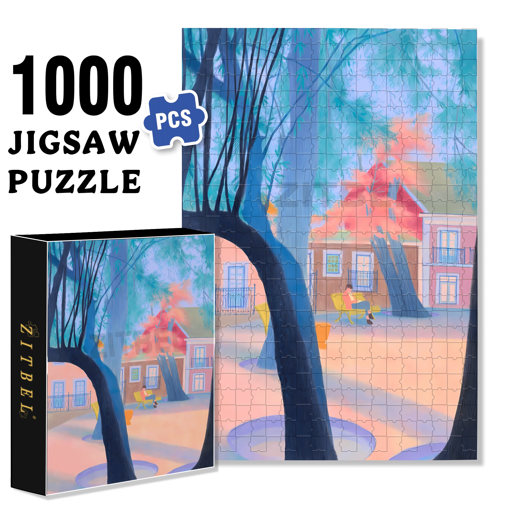 Solitude In The City 500pcs/1000pcs Jigsaw Puzzle, Scratch-Resistant, Interactive Family Game & Brain-Boosting DIY Decor, Perfect for Halloween, Christmas & New Year Gifts, Family Puzzle Game