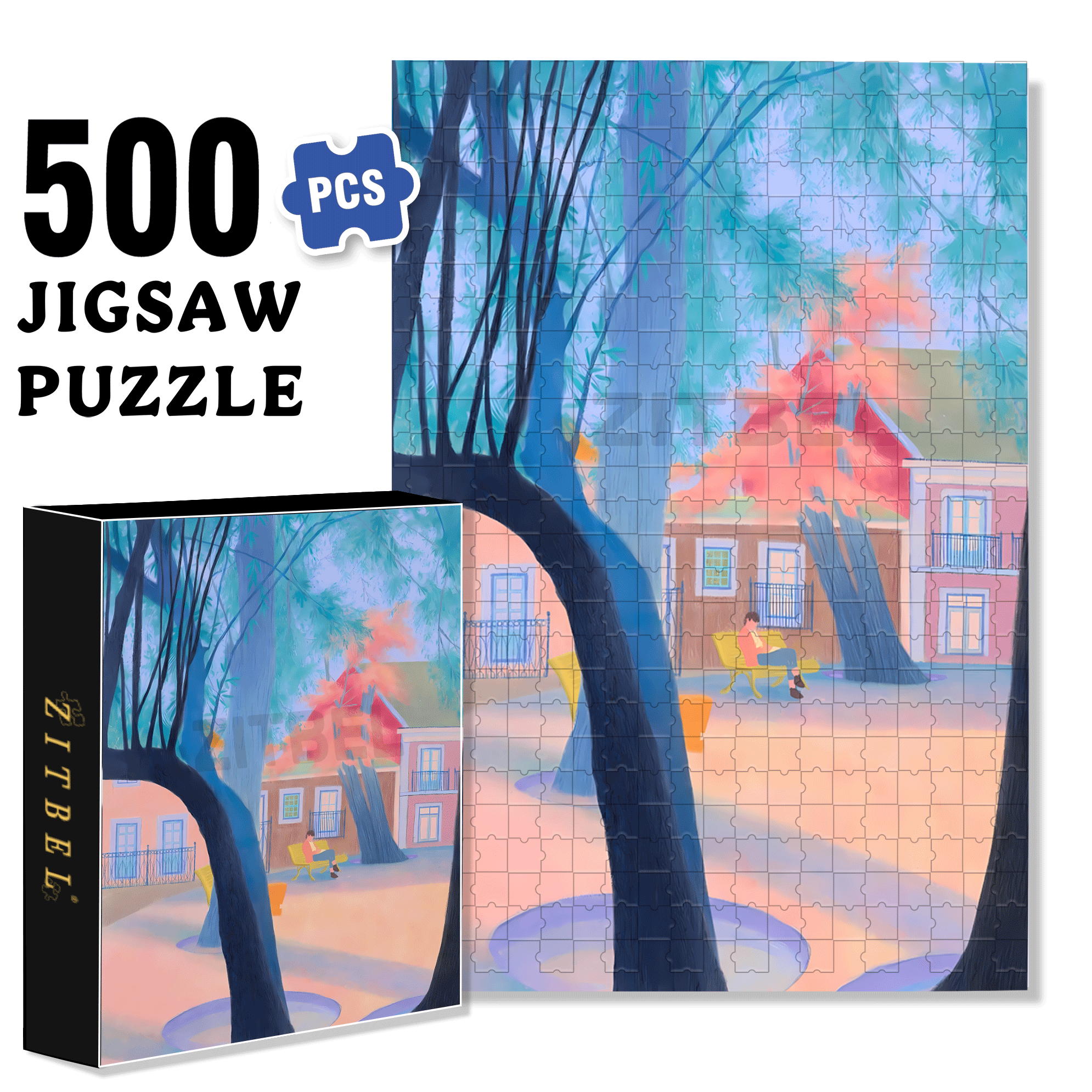 Solitude In The City 500pcs/1000pcs Jigsaw Puzzle, Scratch-Resistant, Interactive Family Game & Brain-Boosting DIY Decor, Perfect for Halloween, Christmas & New Year Gifts, Family Puzzle Game