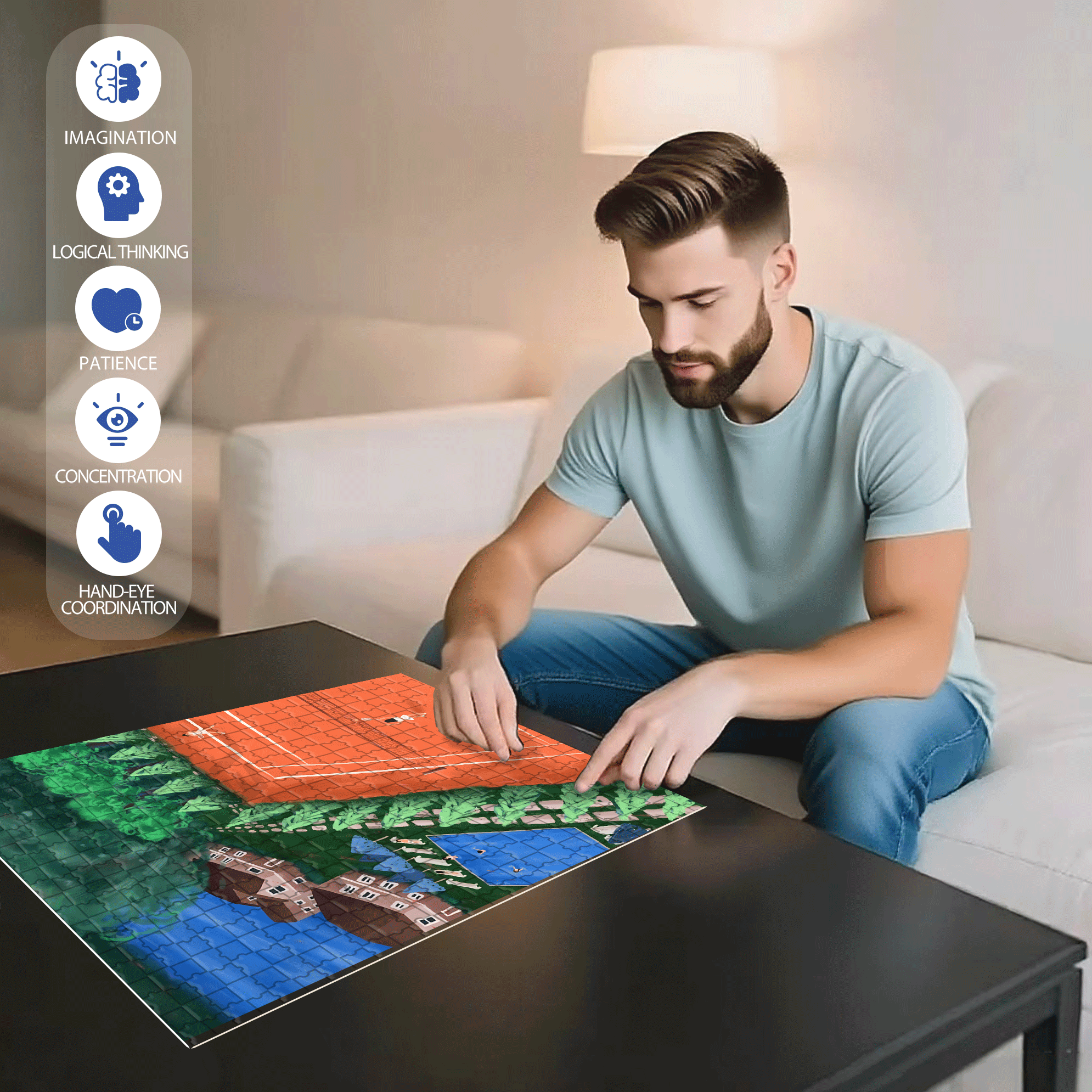 Sweat On The Red Field 500pcs/1000pcs Jigsaw Puzzle, Scratch-Resistant, Interactive Family Game & Brain-Boosting DIY Decor, Perfect for Halloween, Christmas & New Year Gifts, Family Puzzle Game