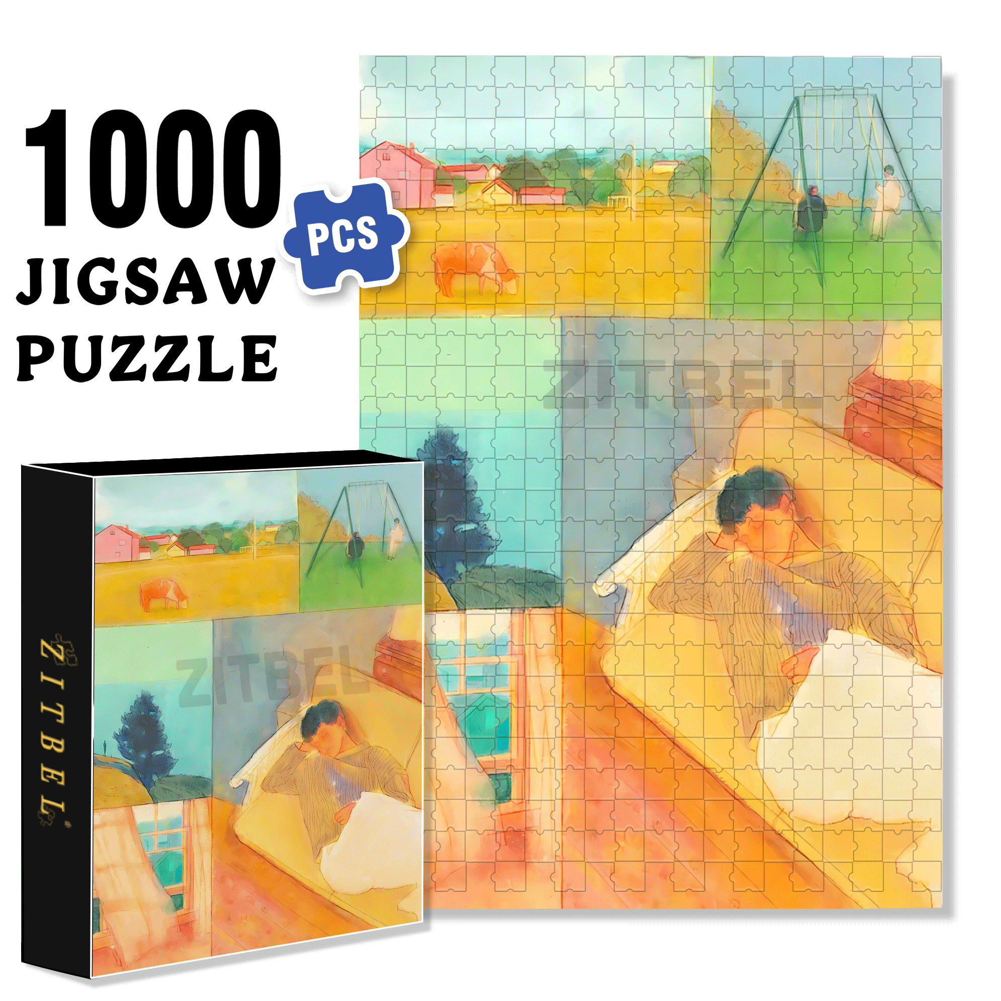 That Daytime Dream 500pcs/1000pcs Jigsaw Puzzle, Scratch-Resistant, Interactive Family Game & Brain-Boosting DIY Decor, Perfect for Halloween, Christmas & New Year Gifts, Family Puzzle Game