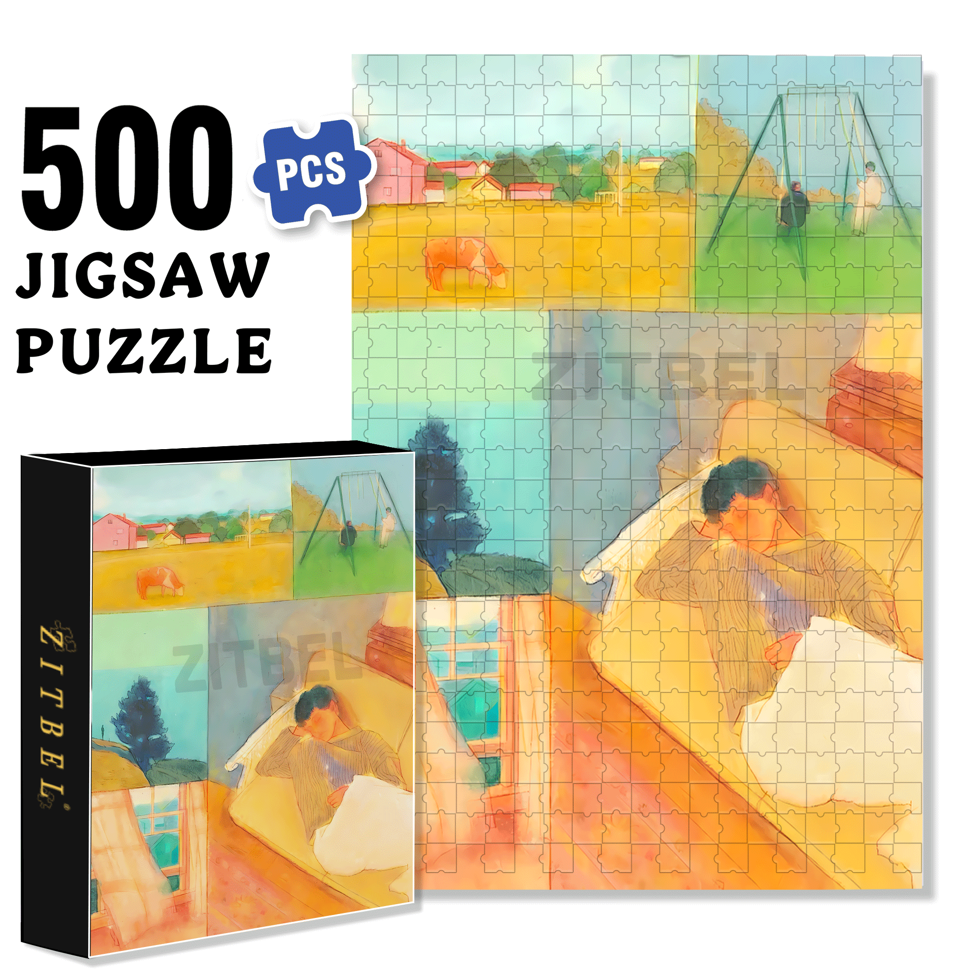 That Daytime Dream 500pcs/1000pcs Jigsaw Puzzle, Scratch-Resistant, Interactive Family Game & Brain-Boosting DIY Decor, Perfect for Halloween, Christmas & New Year Gifts, Family Puzzle Game
