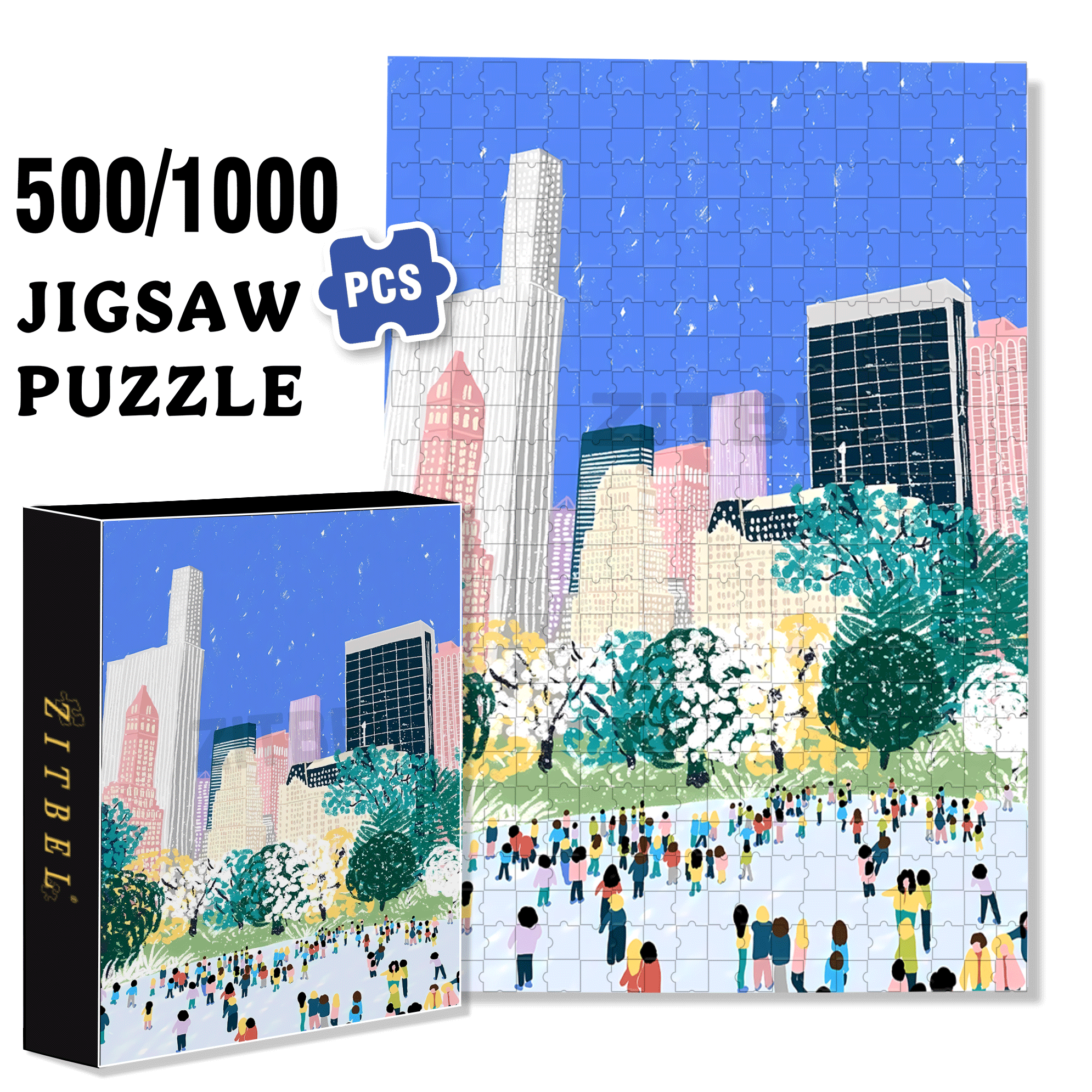 The Beat Of The City 500pcs/1000pcs Jigsaw Puzzle, Scratch-Resistant, Interactive Family Game & Brain-Boosting DIY Decor, Perfect for Halloween, Christmas & New Year Gifts, Family Puzzle Game