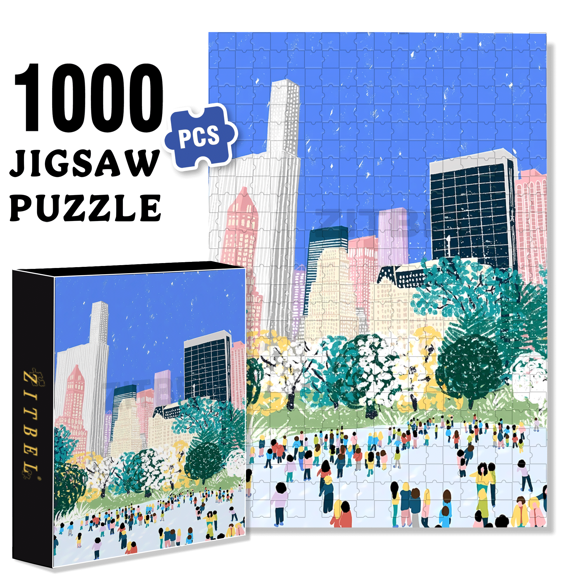 The Beat Of The City 500pcs/1000pcs Jigsaw Puzzle, Scratch-Resistant, Interactive Family Game & Brain-Boosting DIY Decor, Perfect for Halloween, Christmas & New Year Gifts, Family Puzzle Game
