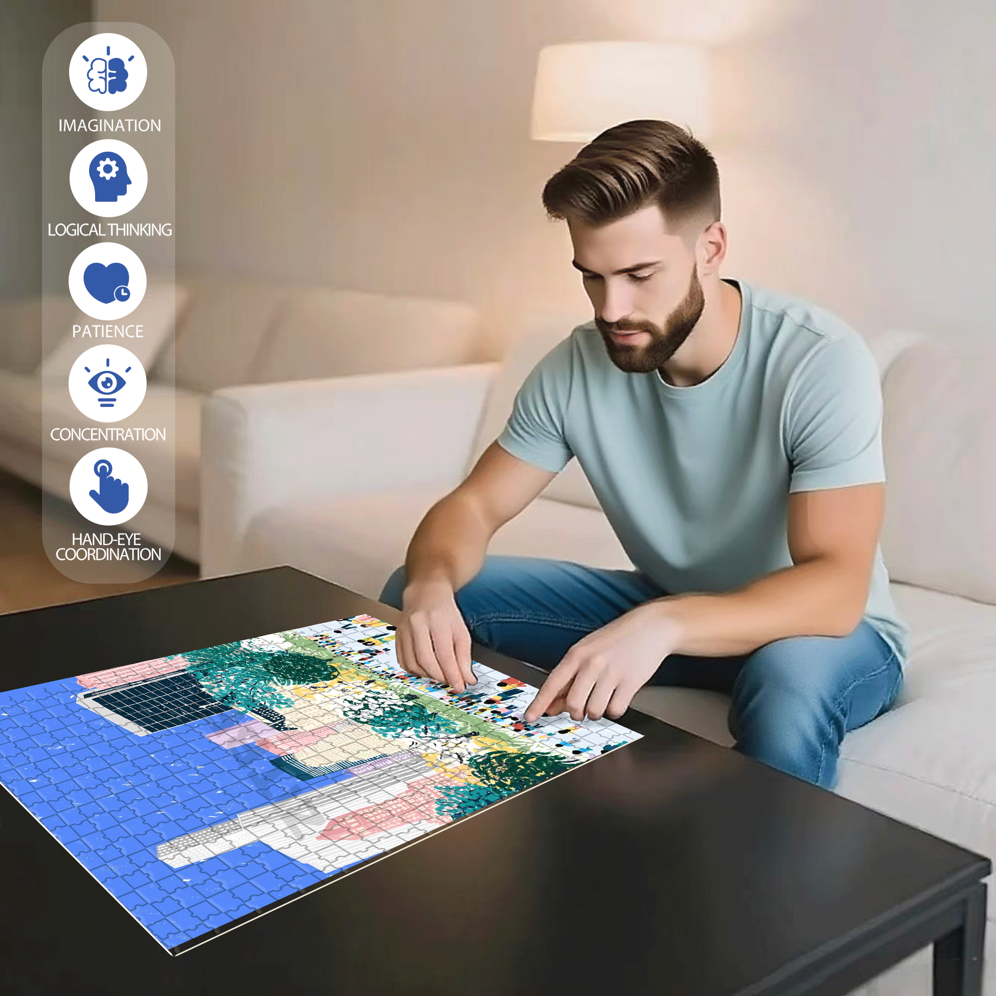 The Beat Of The City 500pcs/1000pcs Jigsaw Puzzle, Scratch-Resistant, Interactive Family Game & Brain-Boosting DIY Decor, Perfect for Halloween, Christmas & New Year Gifts, Family Puzzle Game