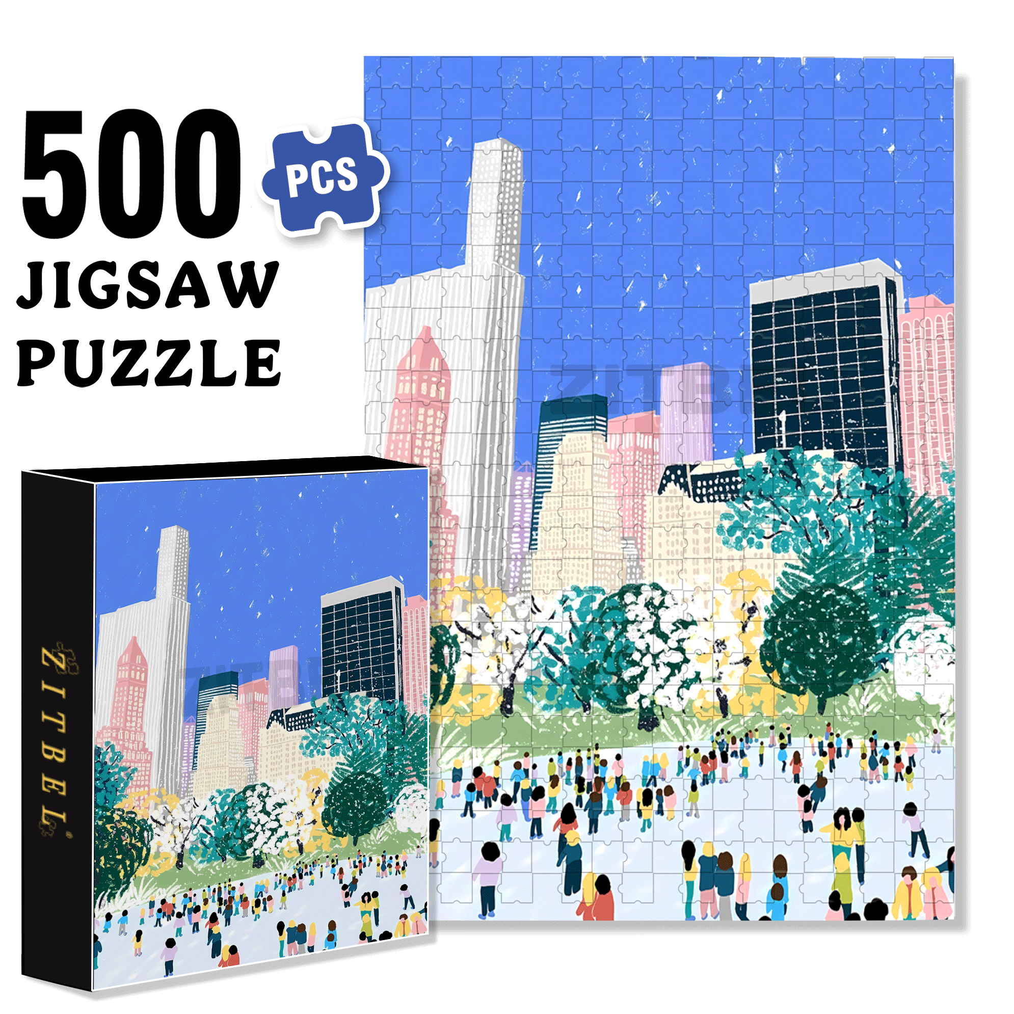 The Beat Of The City 500pcs/1000pcs Jigsaw Puzzle, Scratch-Resistant, Interactive Family Game & Brain-Boosting DIY Decor, Perfect for Halloween, Christmas & New Year Gifts, Family Puzzle Game