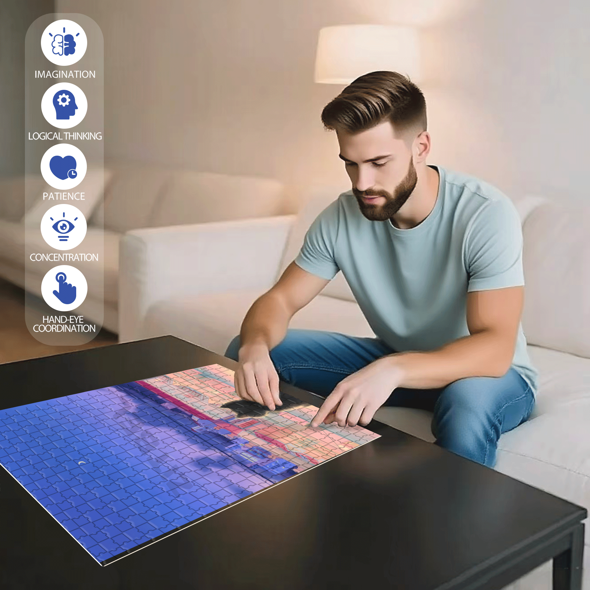 The Cat Waiting For The Night 500pcs/1000pcs Jigsaw Puzzle, Scratch-Resistant, Interactive Family Game & Brain-Boosting DIY Decor, Perfect for Halloween, Christmas & New Year Gifts, Family Puzzle Game