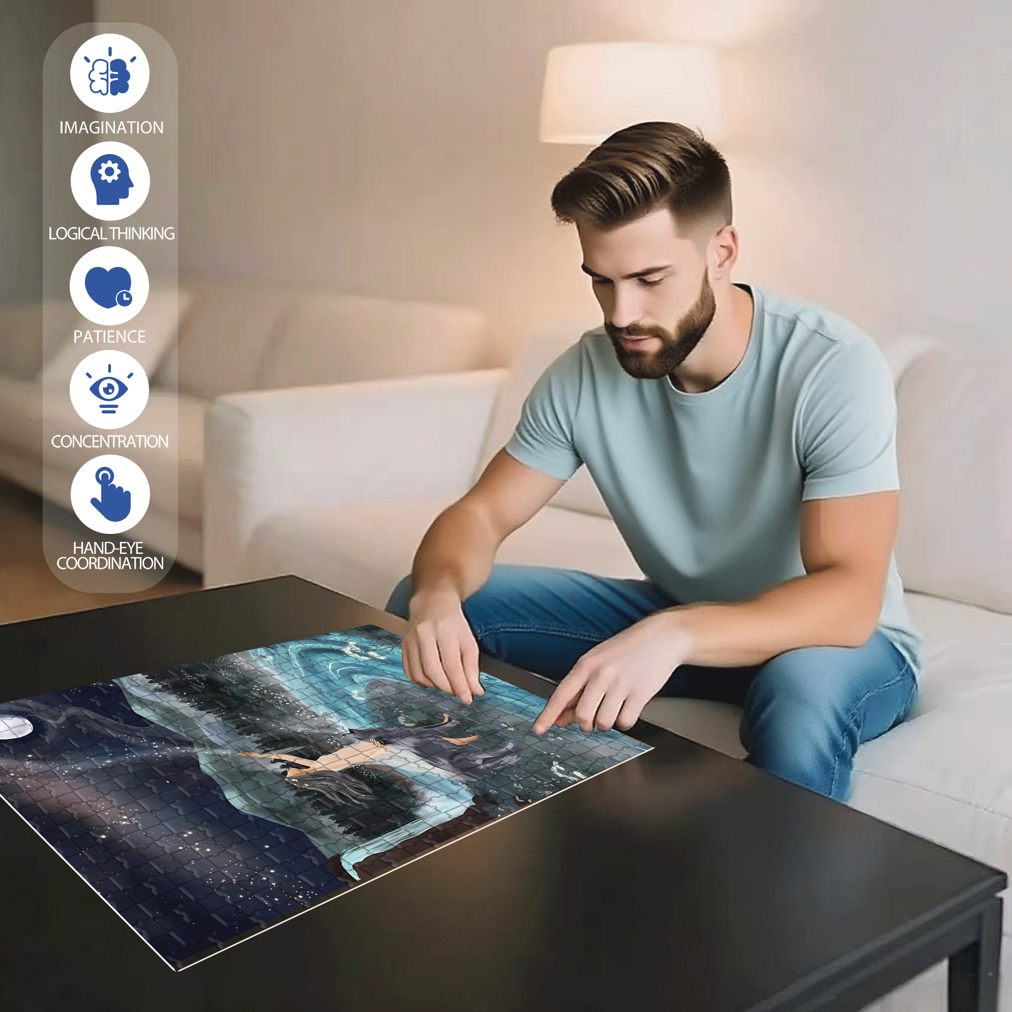 The Earth Breathes 4 500pcs/1000pcs Jigsaw Puzzle, Scratch-Resistant, Interactive Family Game & Brain-Boosting DIY Decor, Perfect for Halloween, Christmas & New Year Gifts, Family Puzzle Game