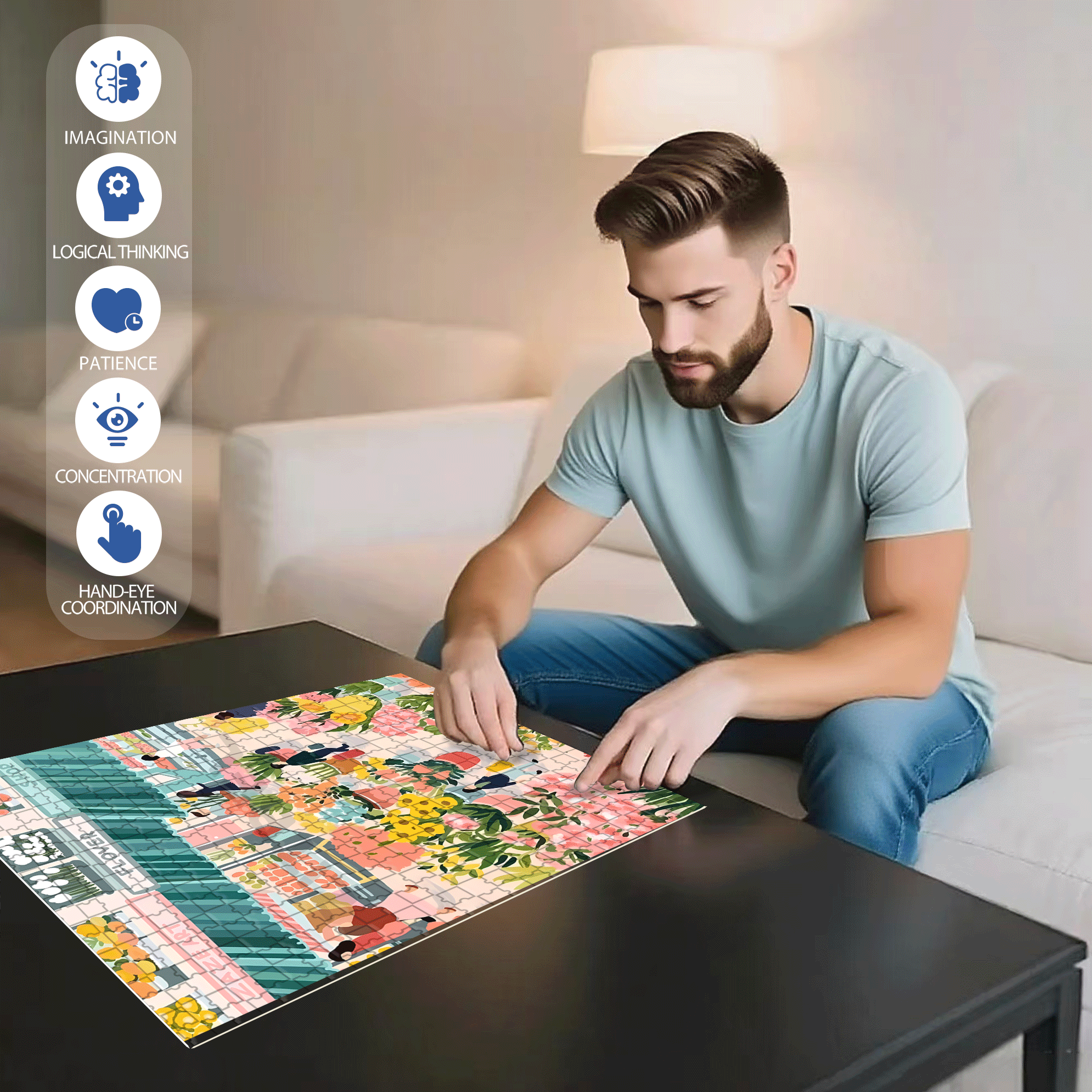 The Healing Narrative Of Plants 500pcs/1000pcs Jigsaw Puzzle, Scratch-Resistant, Interactive Family Game & Brain-Boosting DIY Decor, Perfect for Halloween, Christmas & New Year Gifts, Family Puzzle Game