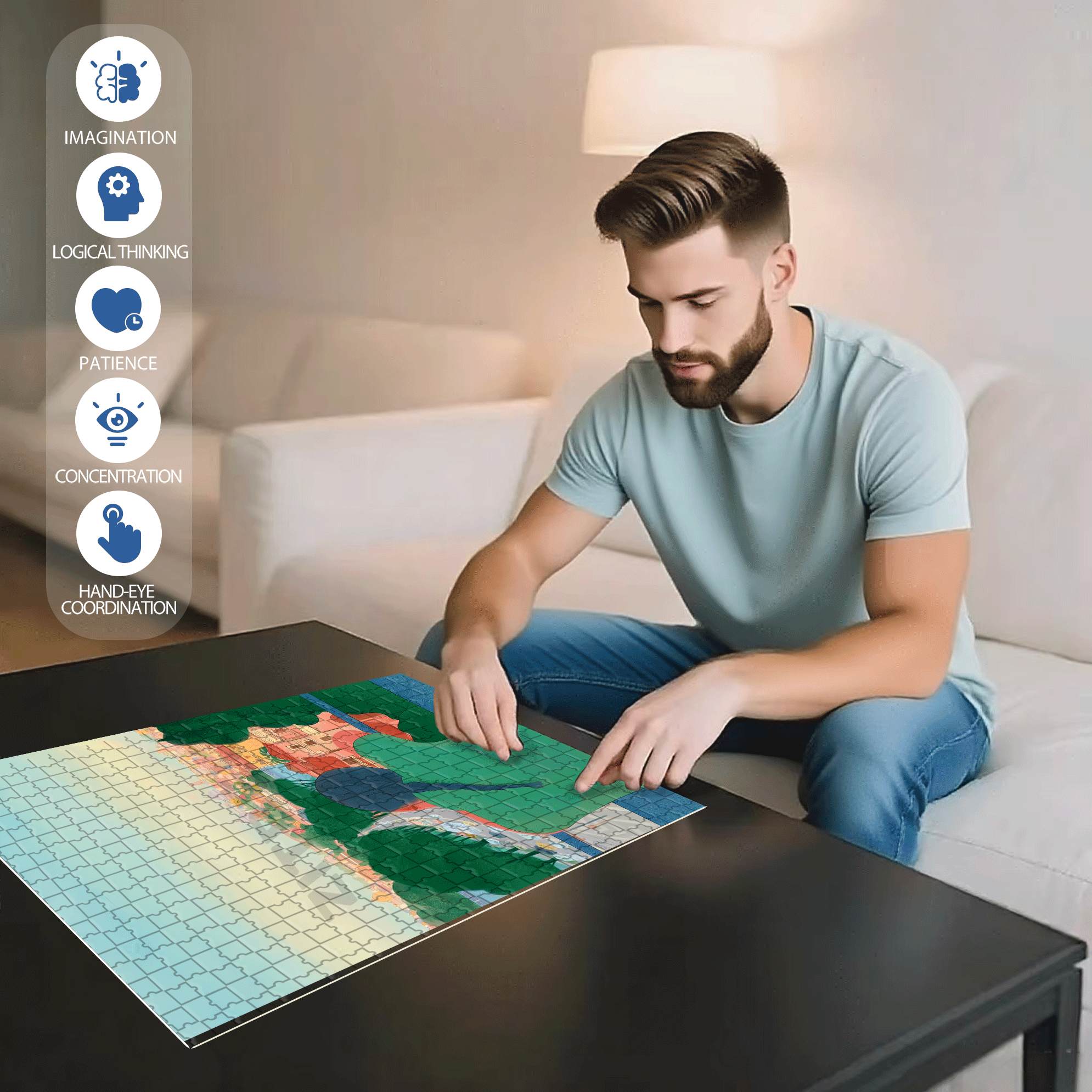 The Human World Is A Spilled Color Palette 500pcs/1000pcs Jigsaw Puzzle, Scratch-Resistant, Interactive Family Game & Brain-Boosting DIY Decor, Perfect for Halloween, Christmas & New Year Gifts, Family Puzzle Game