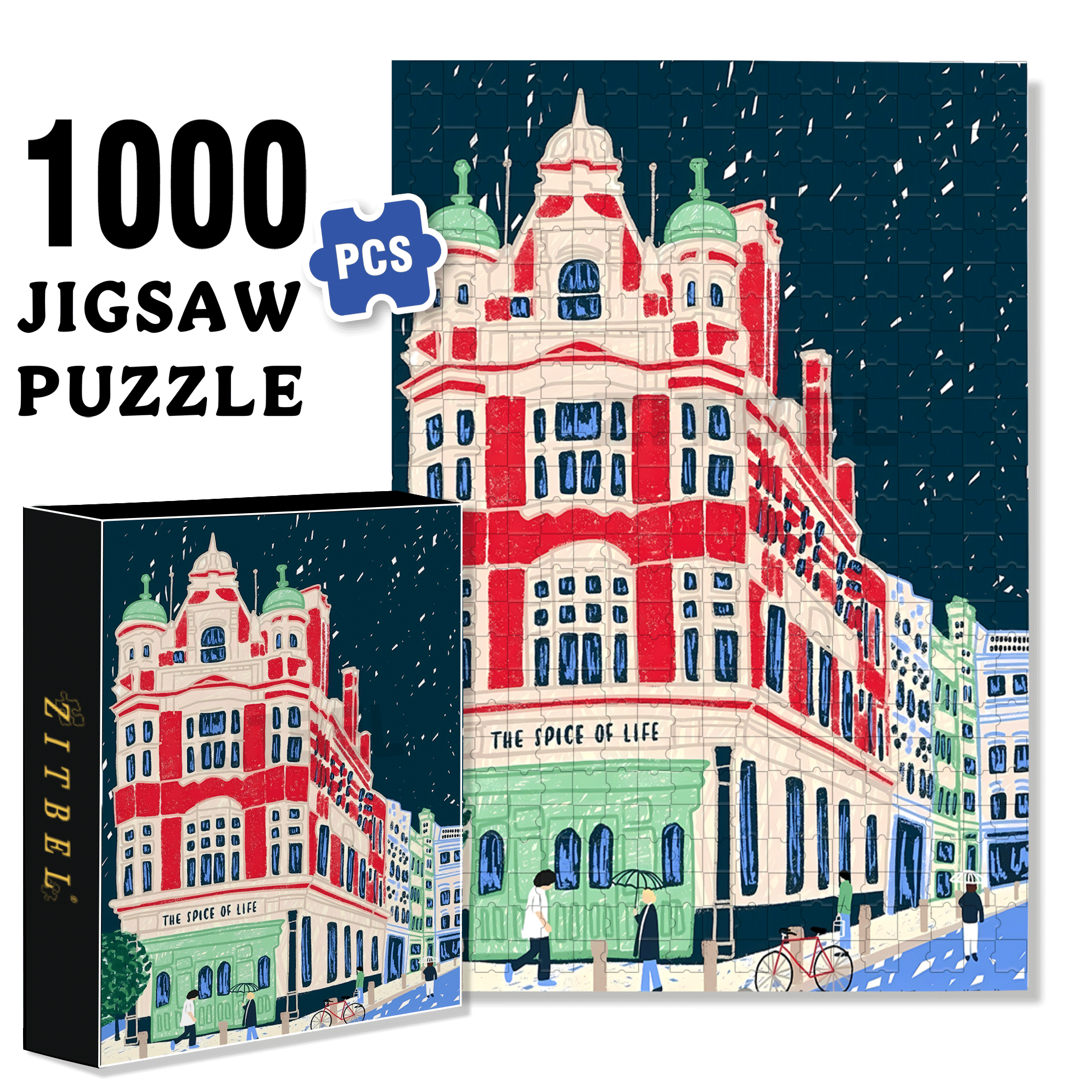 The Spice Of Life 500pcs/1000pcs Jigsaw Puzzle, Scratch-Resistant, Interactive Family Game & Brain-Boosting DIY Decor, Perfect for Halloween, Christmas & New Year Gifts, Family Puzzle Game
