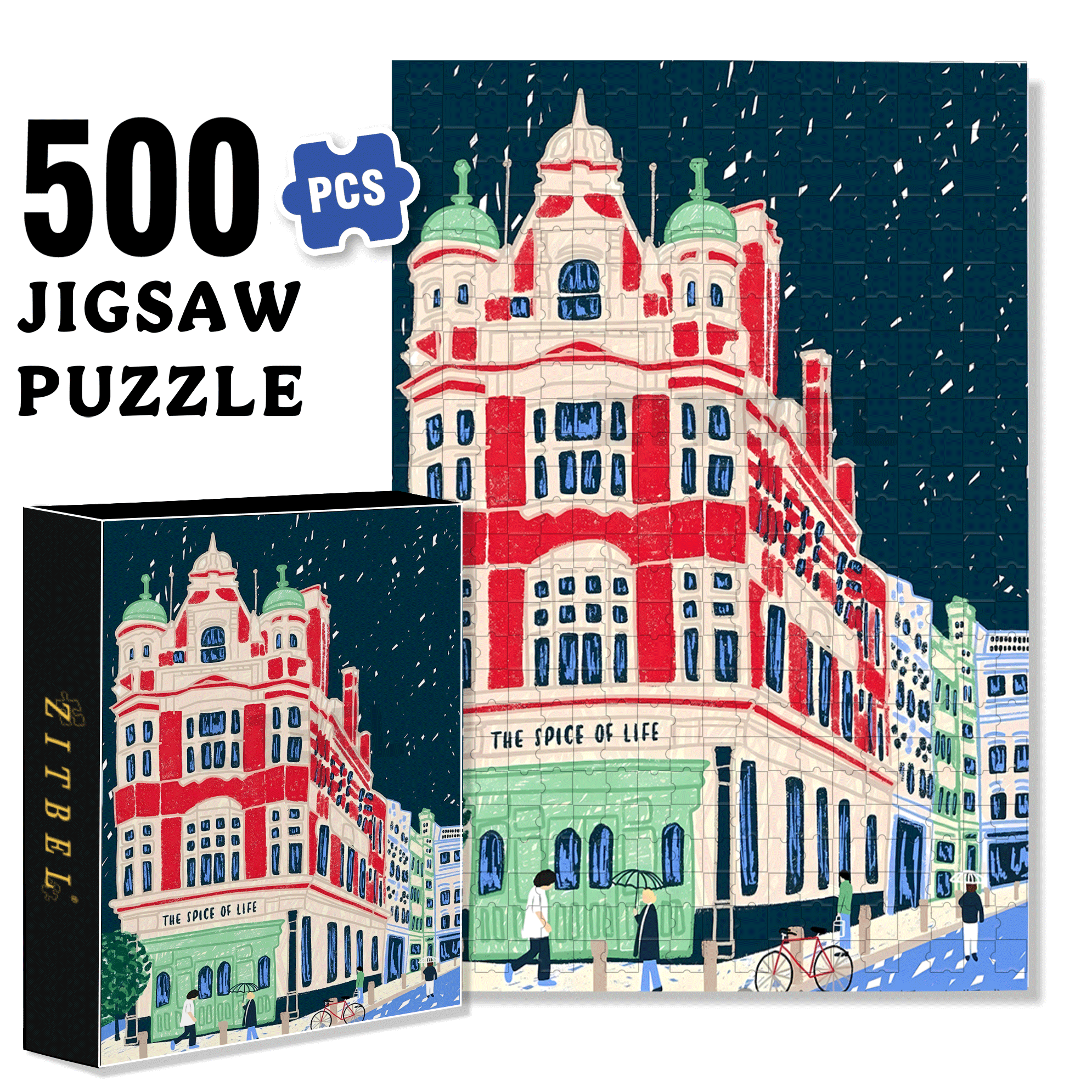 The Spice Of Life 500pcs/1000pcs Jigsaw Puzzle, Scratch-Resistant, Interactive Family Game & Brain-Boosting DIY Decor, Perfect for Halloween, Christmas & New Year Gifts, Family Puzzle Game