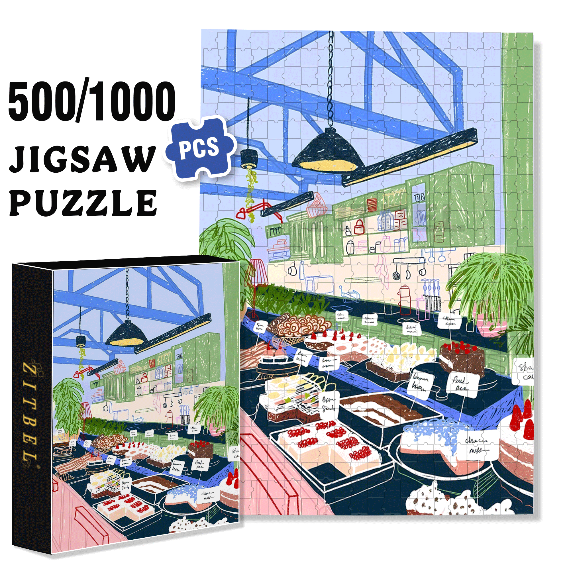 Touchable Slow Life 2 500pcs/1000pcs Jigsaw Puzzle, Scratch-Resistant, Interactive Family Game & Brain-Boosting DIY Decor, Perfect for Halloween, Christmas & New Year Gifts, Family Puzzle Game