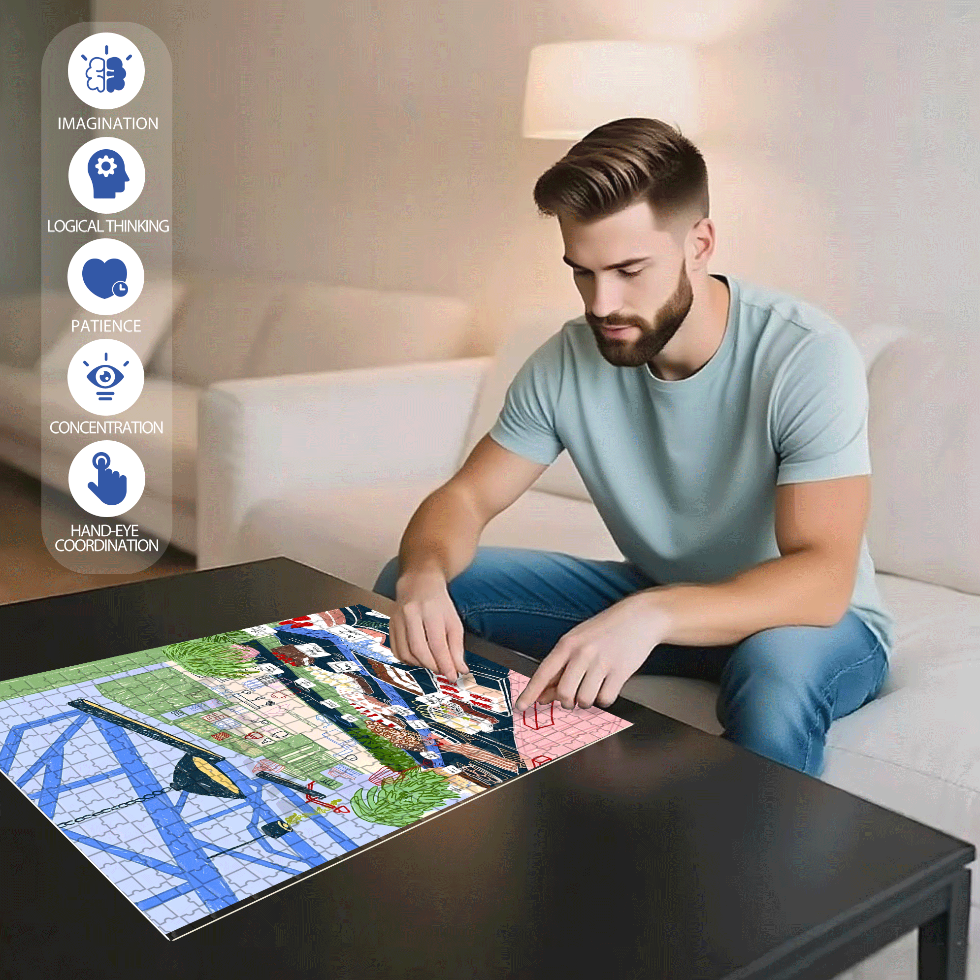 Touchable Slow Life 2 500pcs/1000pcs Jigsaw Puzzle, Scratch-Resistant, Interactive Family Game & Brain-Boosting DIY Decor, Perfect for Halloween, Christmas & New Year Gifts, Family Puzzle Game