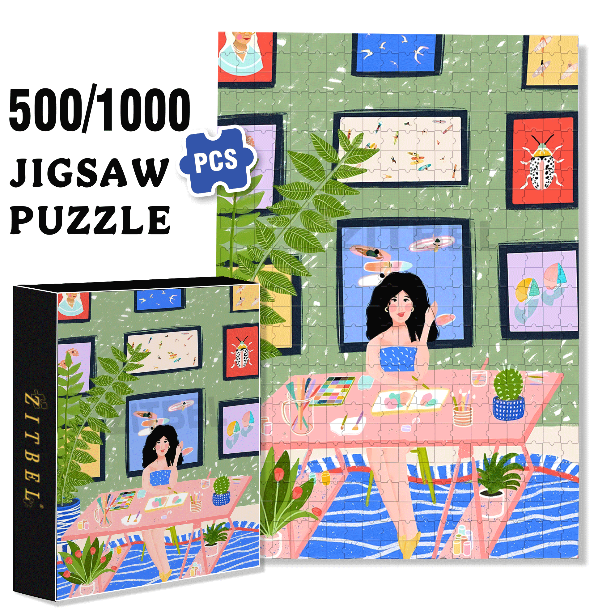 Touchable Slow Life 3 500pcs/1000pcs Jigsaw Puzzle, Scratch-Resistant, Interactive Family Game & Brain-Boosting DIY Decor, Perfect for Halloween, Christmas & New Year Gifts, Family Puzzle Game