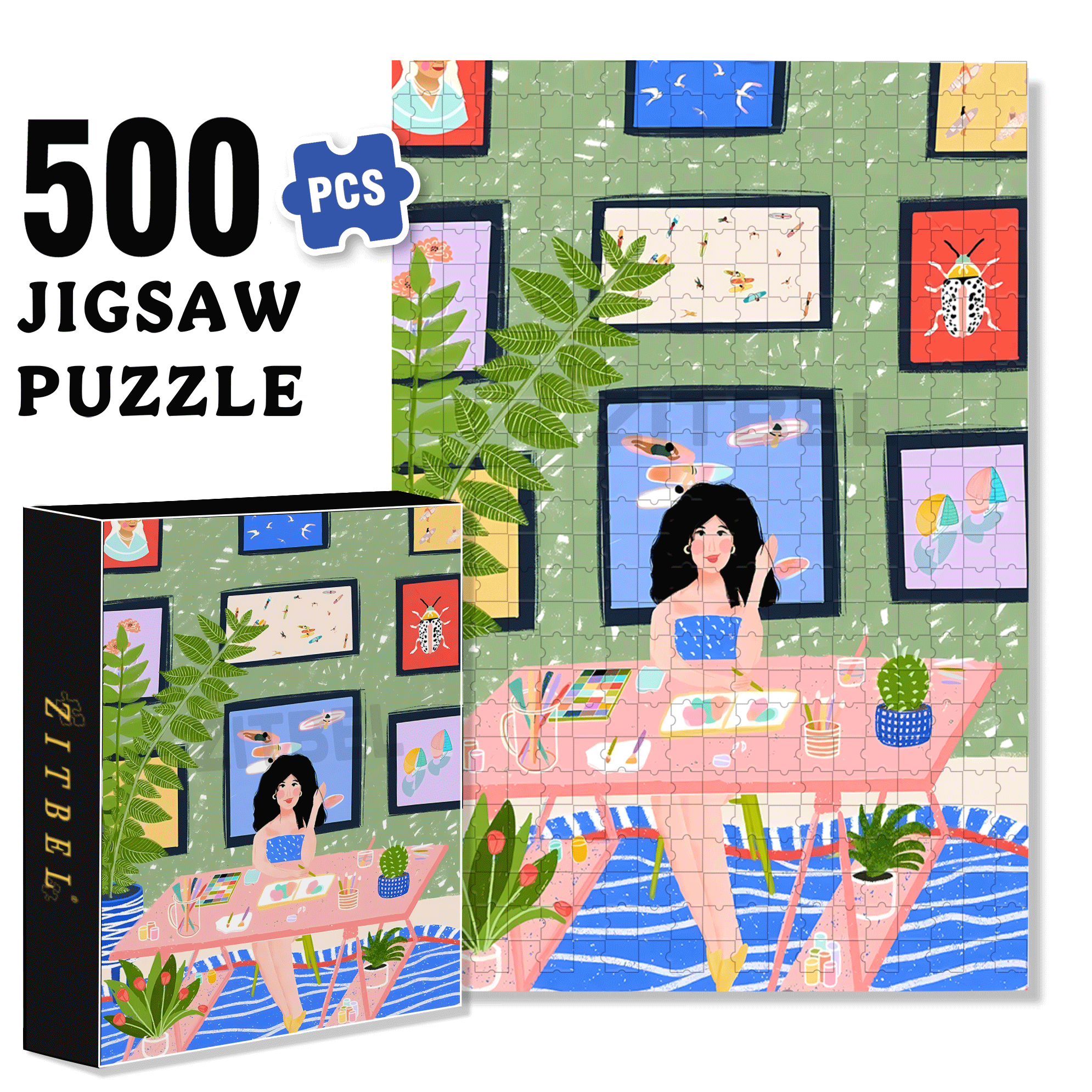 Touchable Slow Life 3 500pcs/1000pcs Jigsaw Puzzle, Scratch-Resistant, Interactive Family Game & Brain-Boosting DIY Decor, Perfect for Halloween, Christmas & New Year Gifts, Family Puzzle Game
