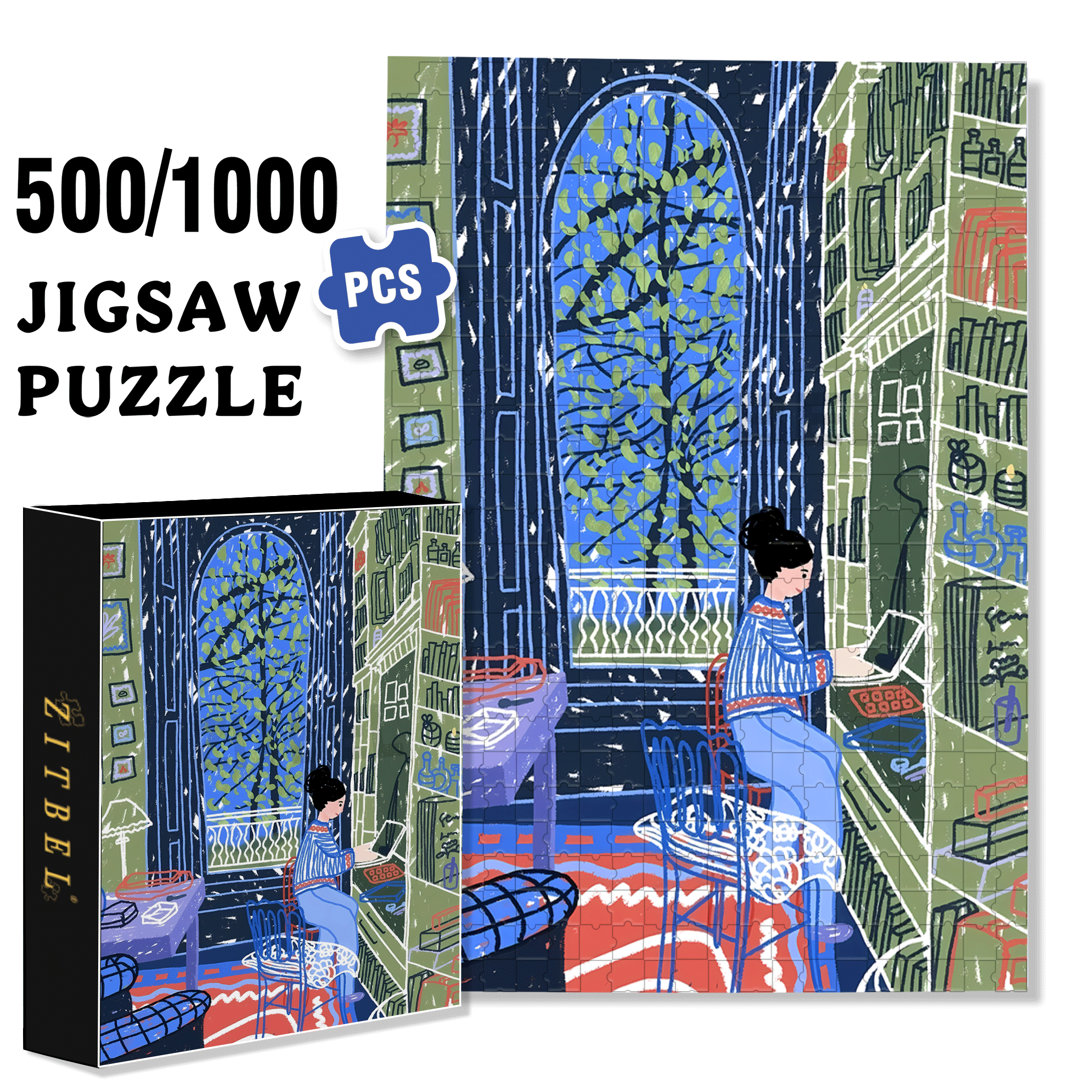 Touchable Slow Life 4 500pcs/1000pcs Jigsaw Puzzle, Scratch-Resistant, Interactive Family Game & Brain-Boosting DIY Decor, Perfect for Halloween, Christmas & New Year Gifts, Family Puzzle Game