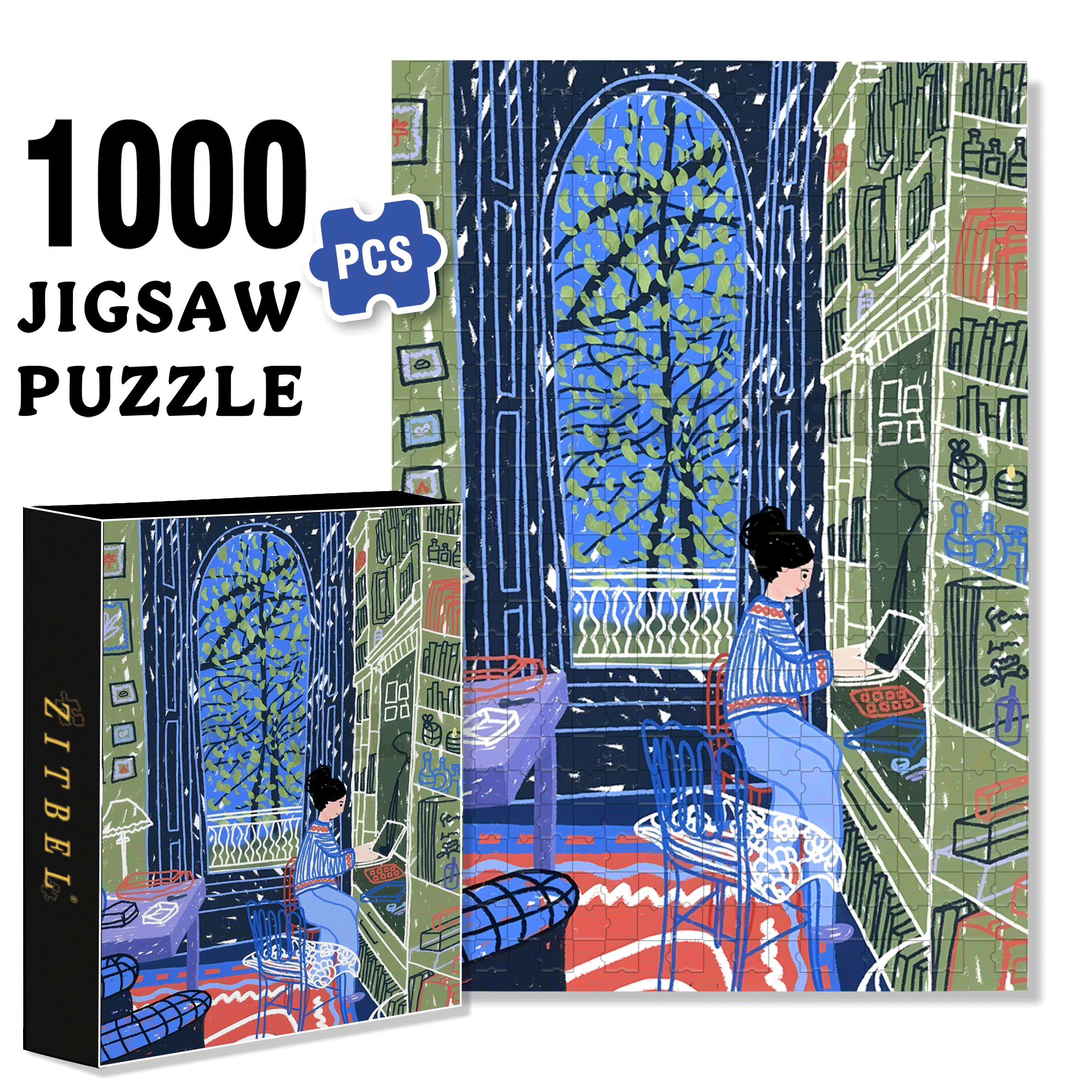 Touchable Slow Life 4 500pcs/1000pcs Jigsaw Puzzle, Scratch-Resistant, Interactive Family Game & Brain-Boosting DIY Decor, Perfect for Halloween, Christmas & New Year Gifts, Family Puzzle Game
