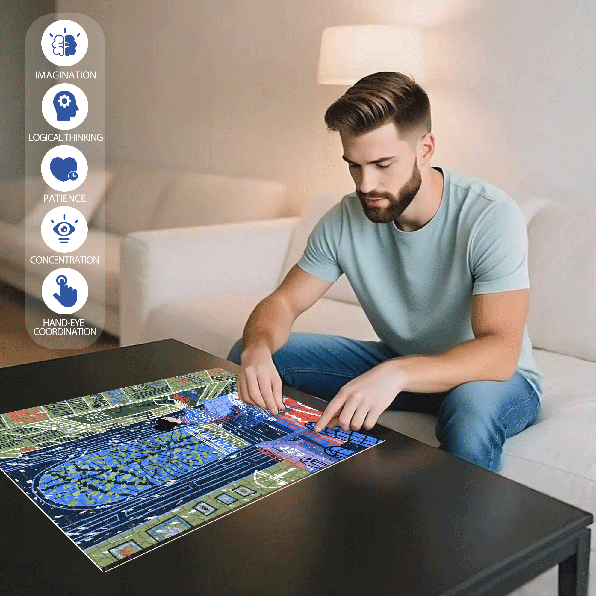 Touchable Slow Life 4 500pcs/1000pcs Jigsaw Puzzle, Scratch-Resistant, Interactive Family Game & Brain-Boosting DIY Decor, Perfect for Halloween, Christmas & New Year Gifts, Family Puzzle Game