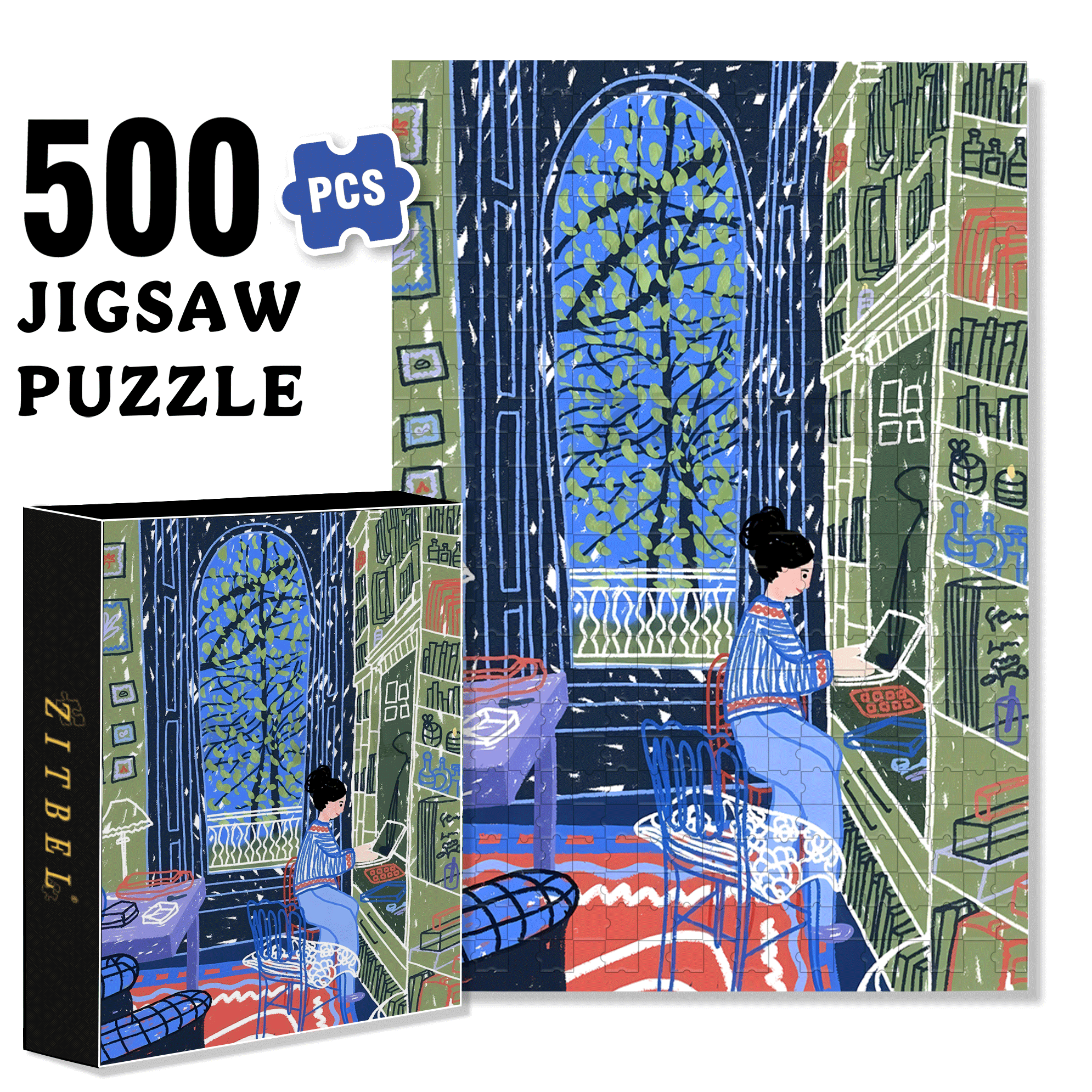 Touchable Slow Life 4 500pcs/1000pcs Jigsaw Puzzle, Scratch-Resistant, Interactive Family Game & Brain-Boosting DIY Decor, Perfect for Halloween, Christmas & New Year Gifts, Family Puzzle Game